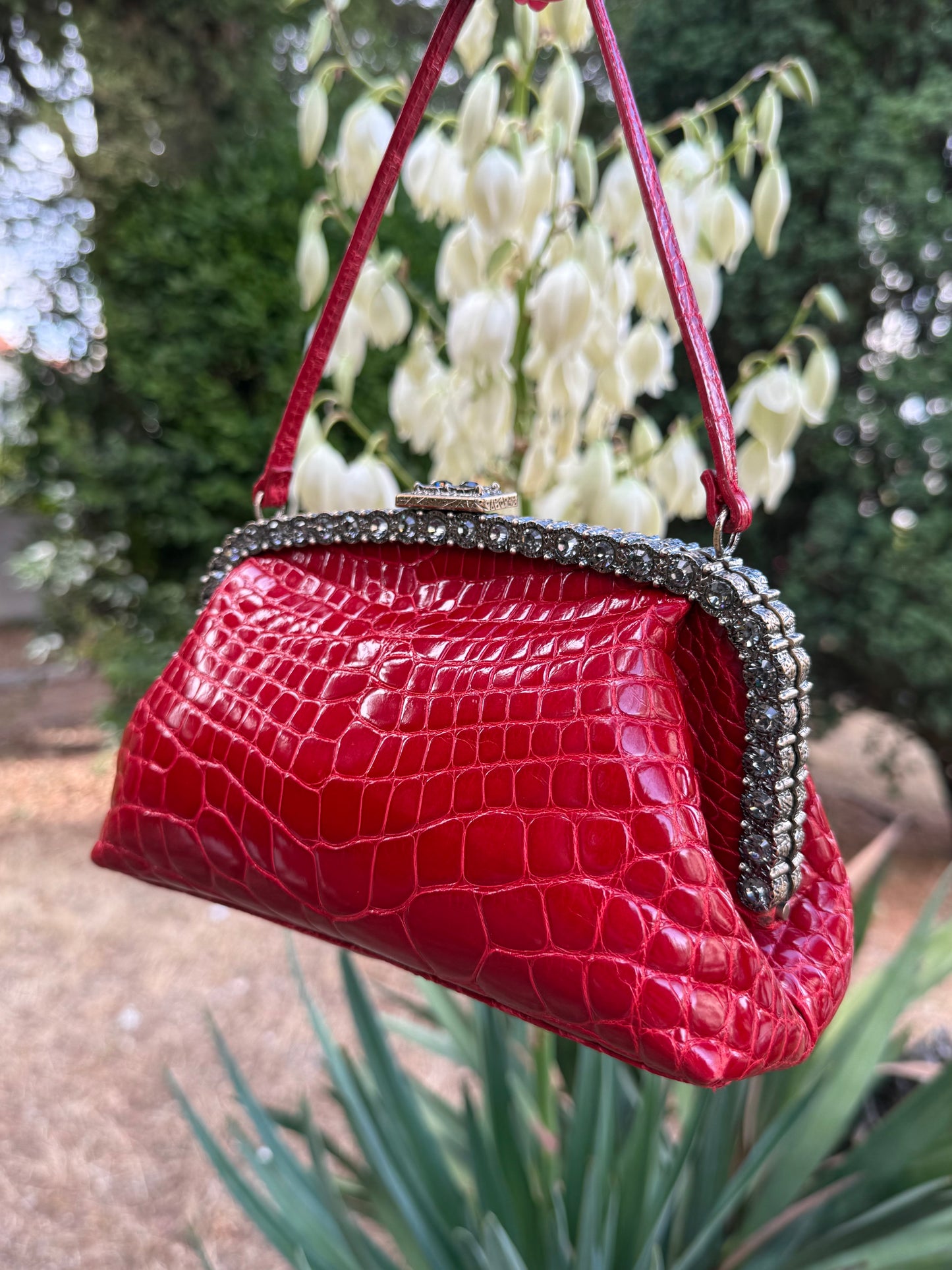 Rare Valentino F/W 2005 Runway crocodile skin clutch purse