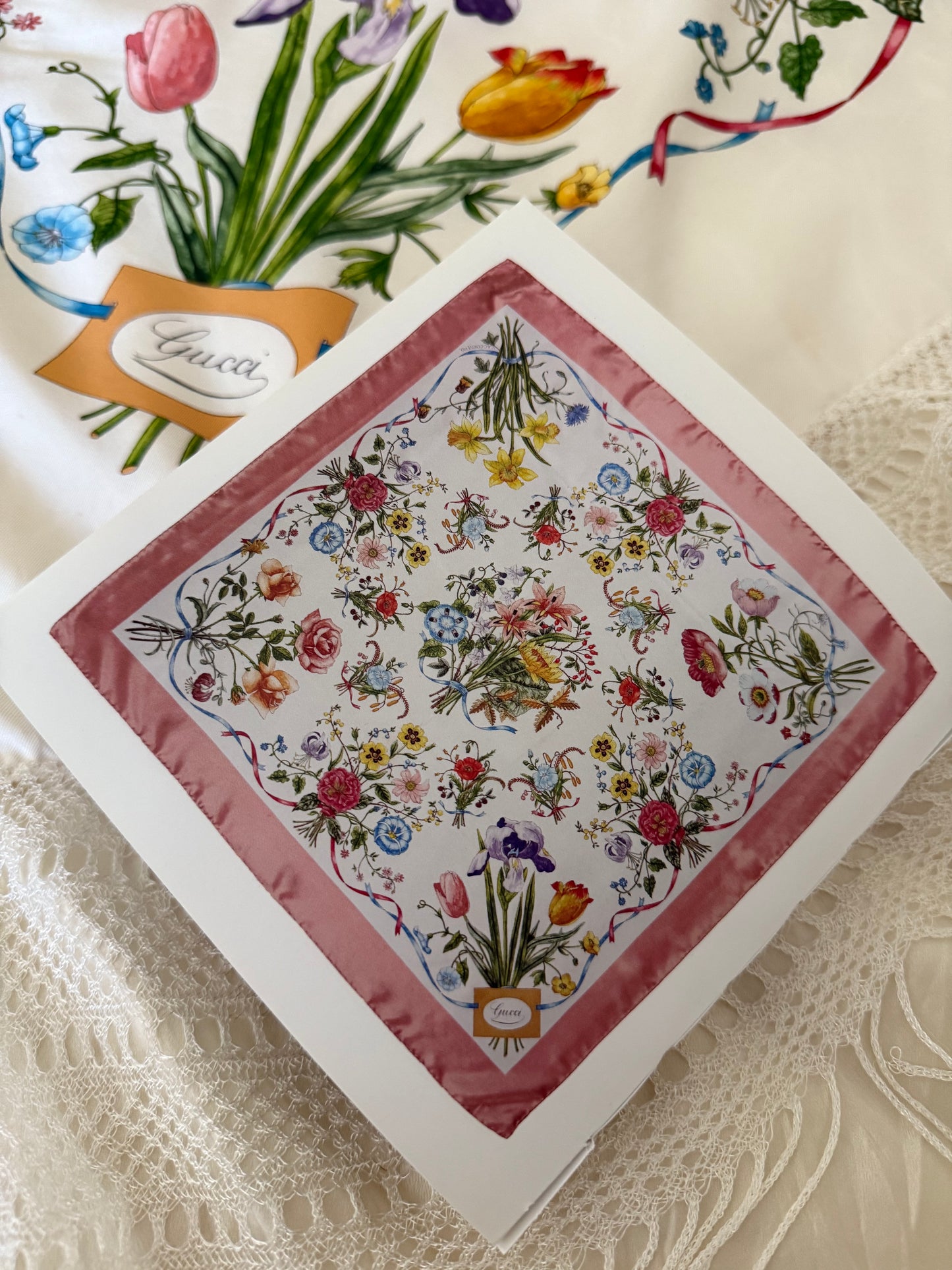 Vintage Gucci by Vittorio Accornero Flora II silk fringed shawl