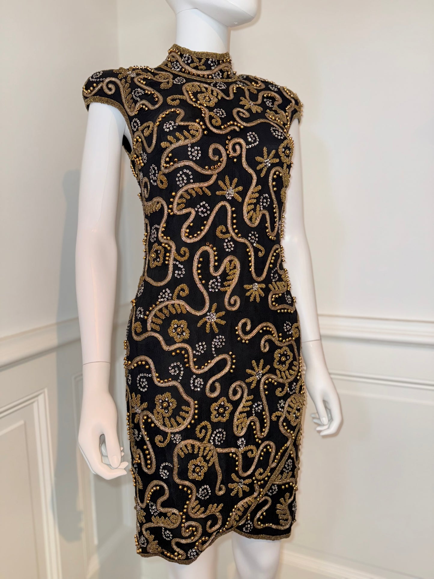 Escada by Silk Margaretha Ley vintage hand beaded and embroidered dress