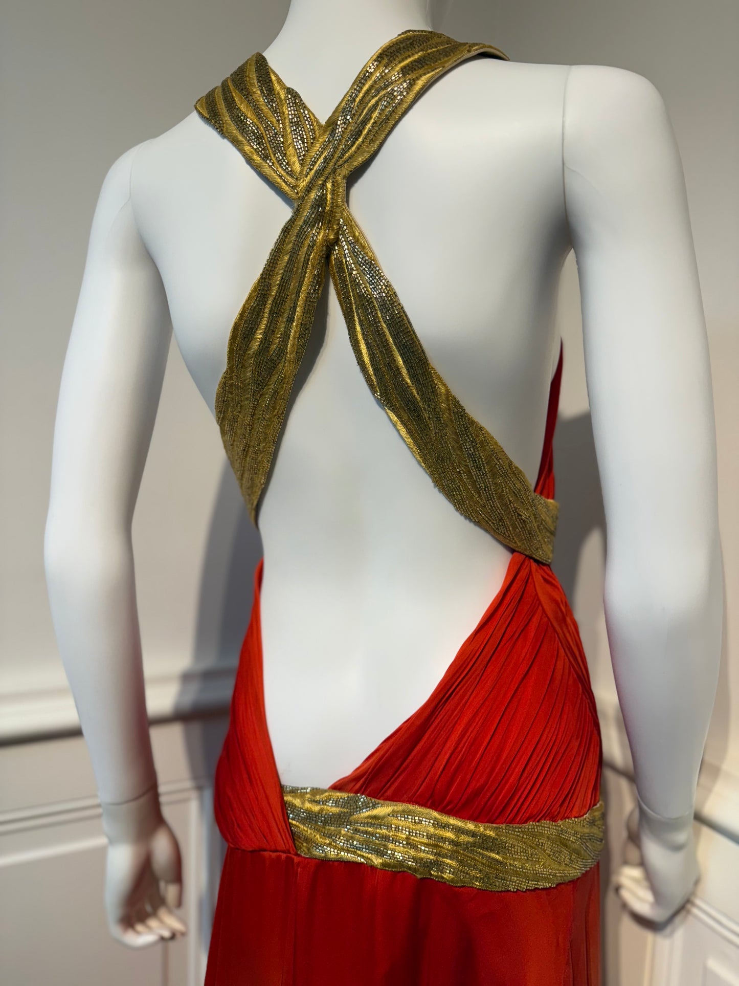 Roberto Cavalli SS 2006 Runway iconic silk backless dress with hand beaded details, embroidery✨