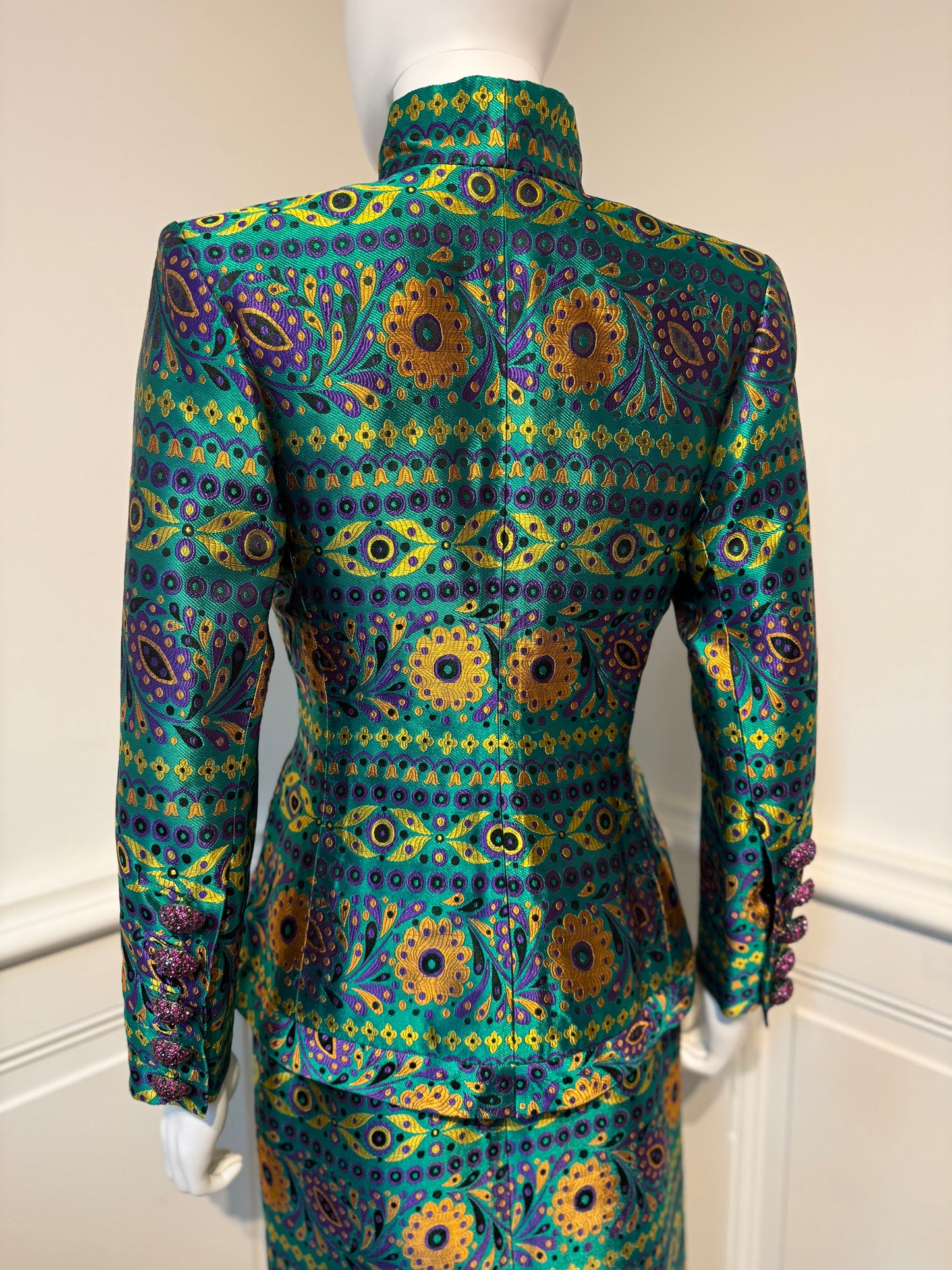 Documented Yves Saint Laurent Rive Gauche AW 1990/1991 runway brocade skirt suit