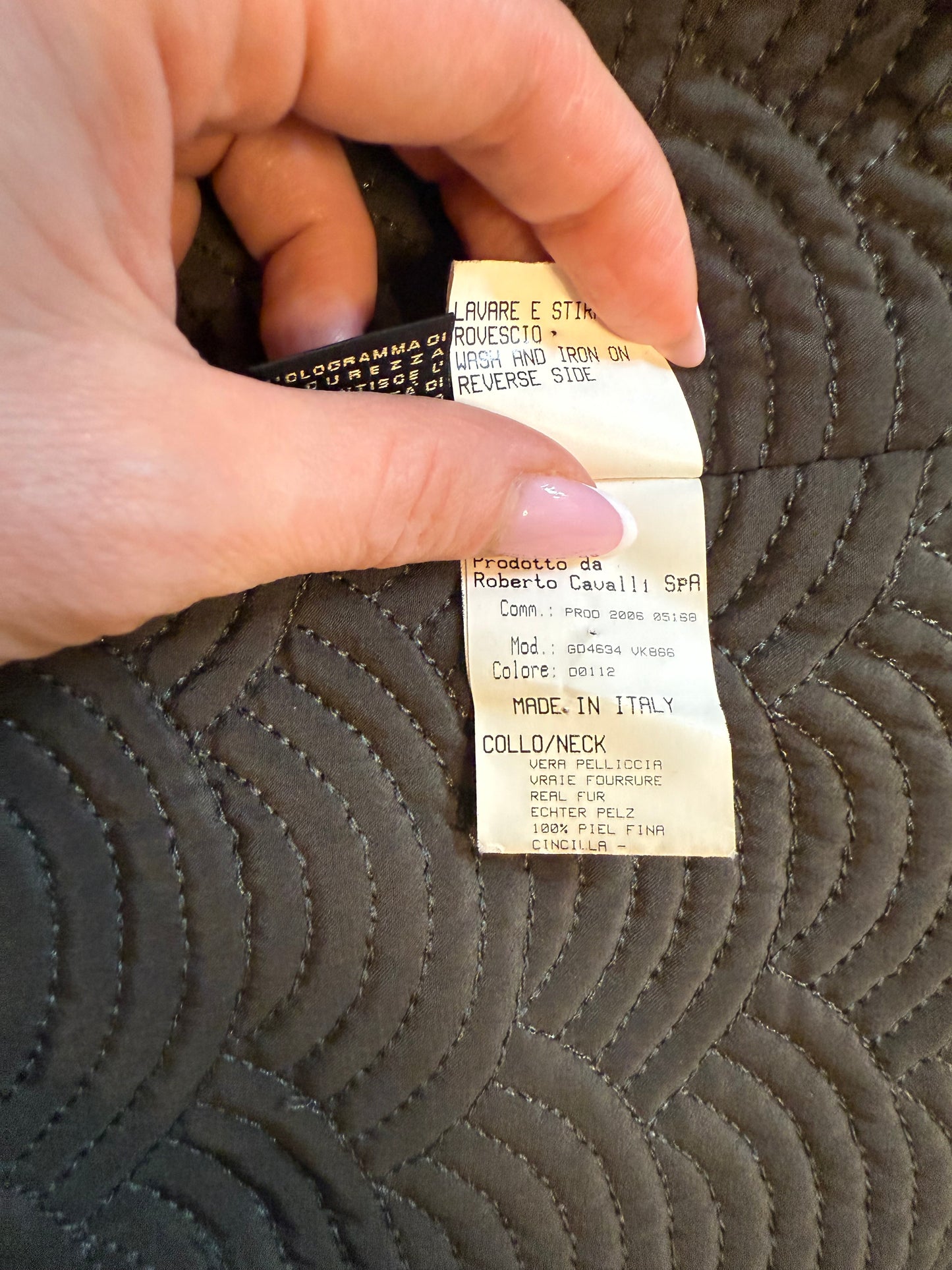 Roberto Cavalli Autumn/Winter 2006 gorgeous emerald green silk velvet gold pattern vest trimmed with chinchilla fur