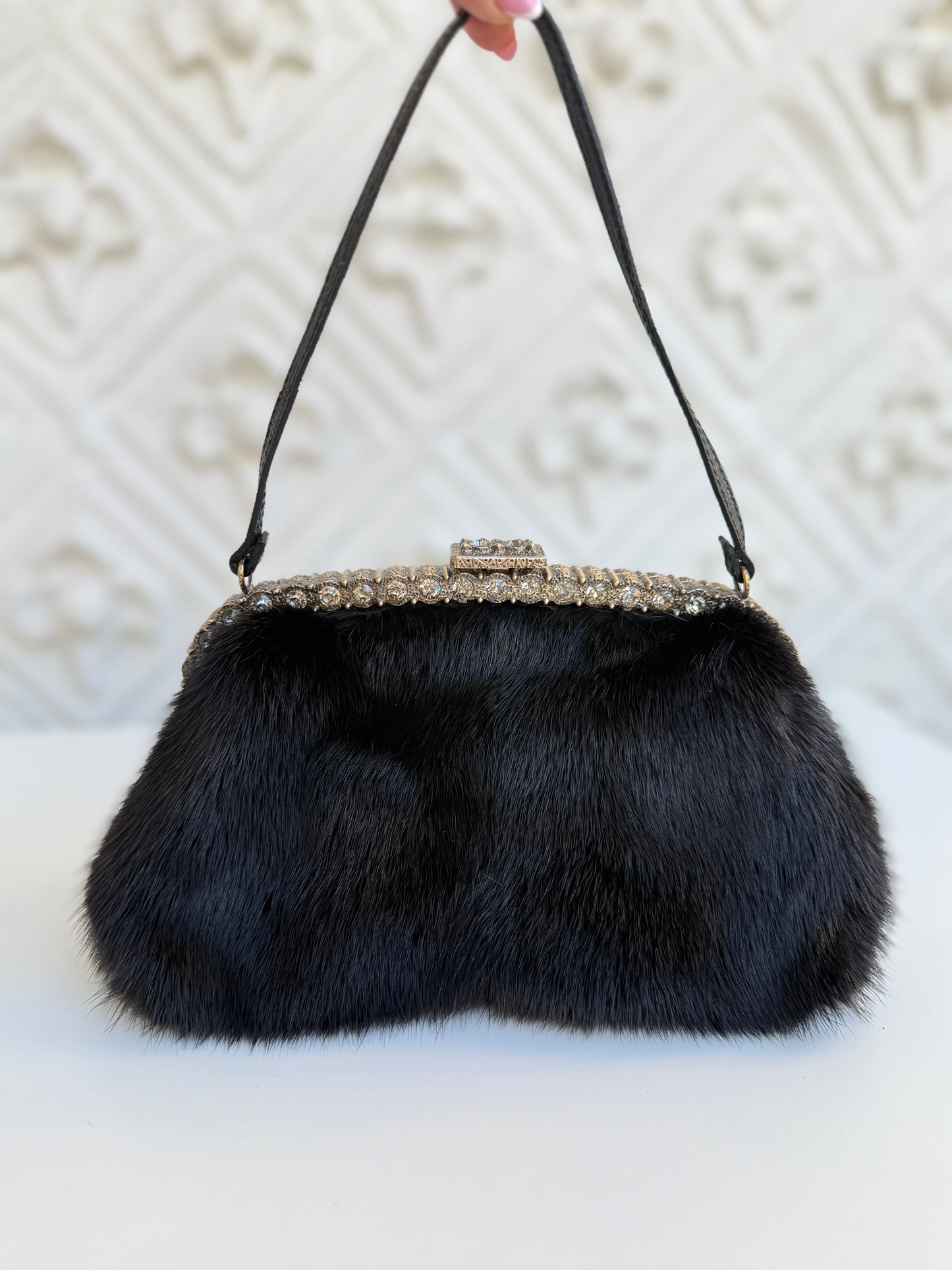 Rare Valentino Fall/Winter 2005 black mink fur purse