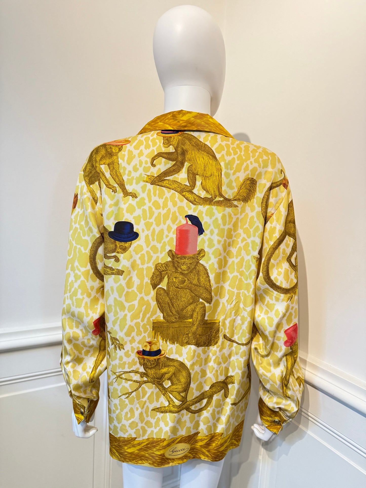 Gucci by Tom Ford 2000’s silk shirt with iconic monkey pattern