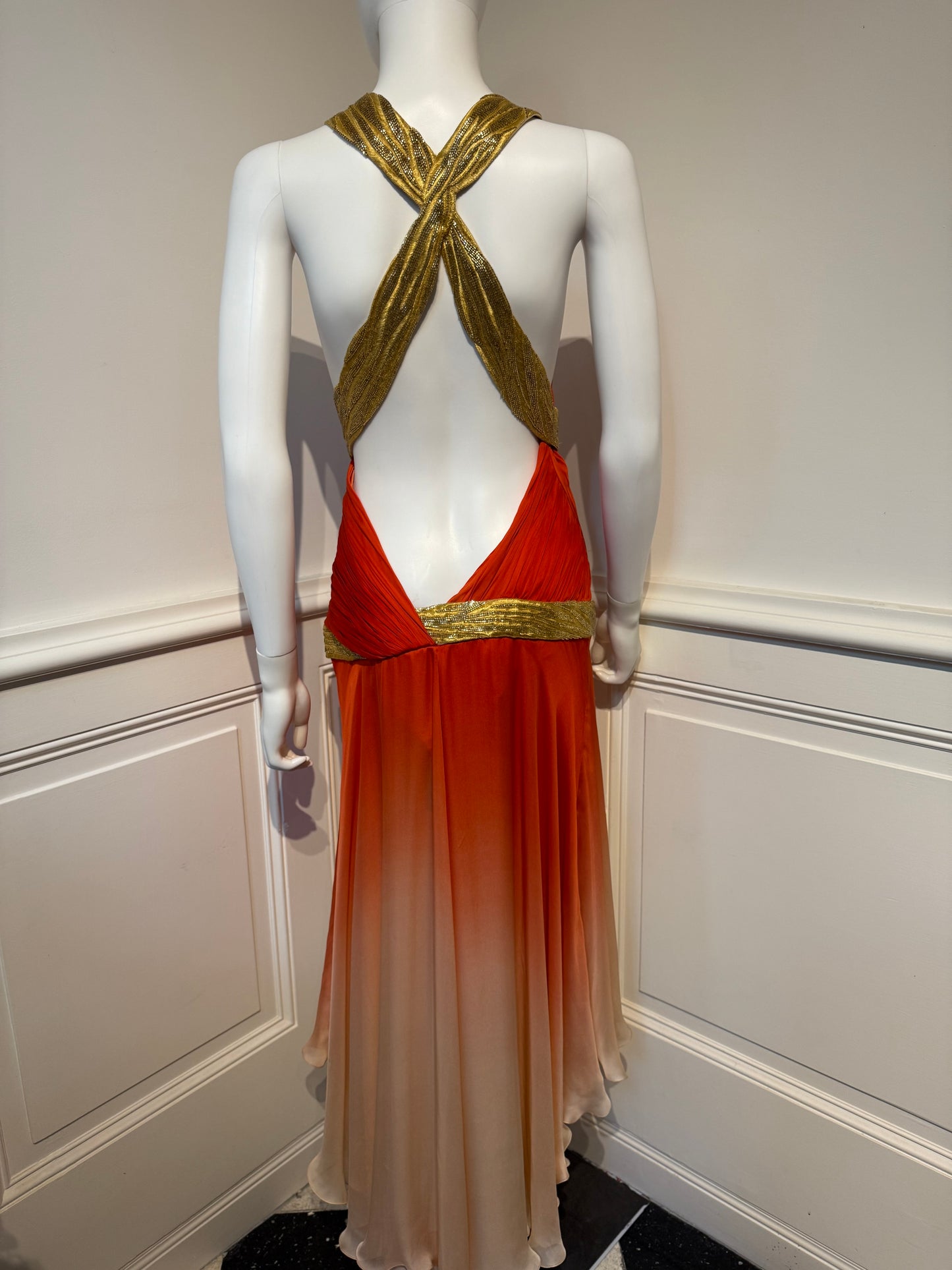 Roberto Cavalli SS 2006 Runway iconic silk backless dress with hand beaded details, embroidery✨