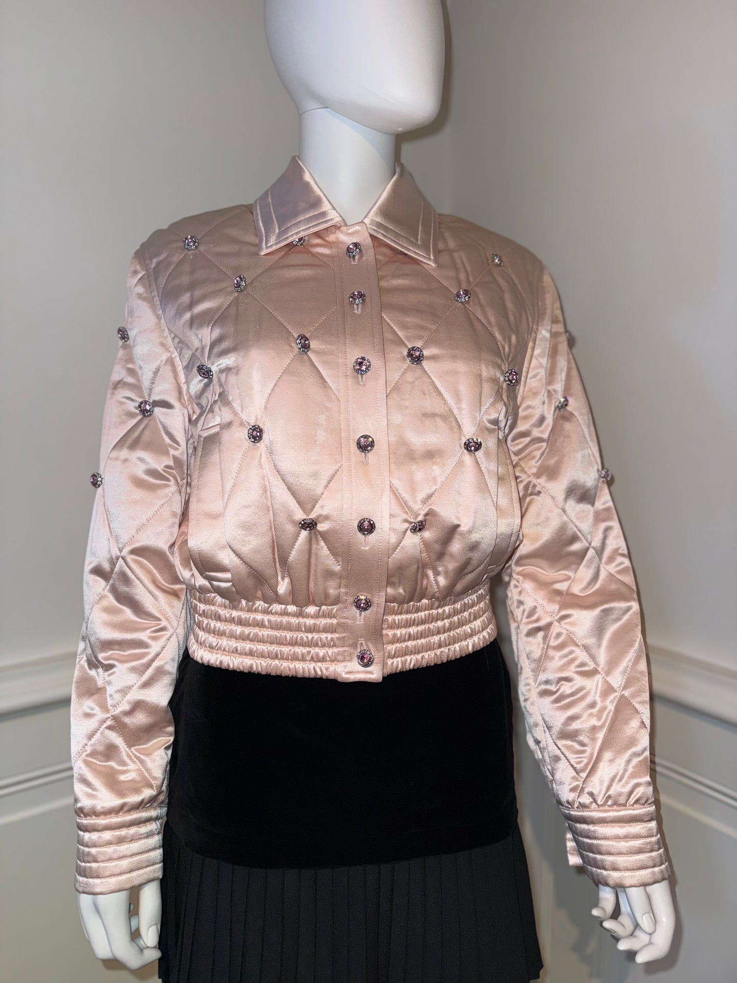 Early 2000s Escada silk wool crystals embellished bomber