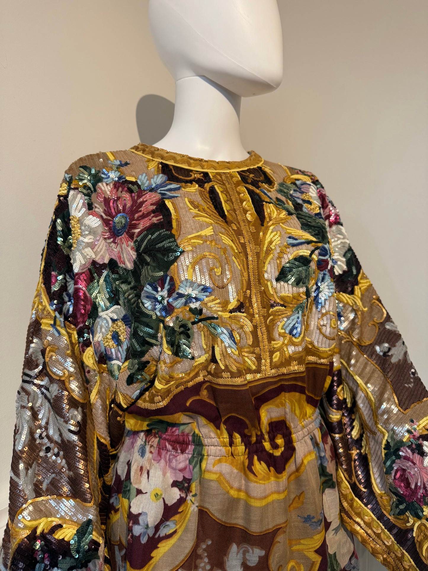 Valentino Garavani Runway FW 1988/1989 silk blouse fully hand embroidered with sequins