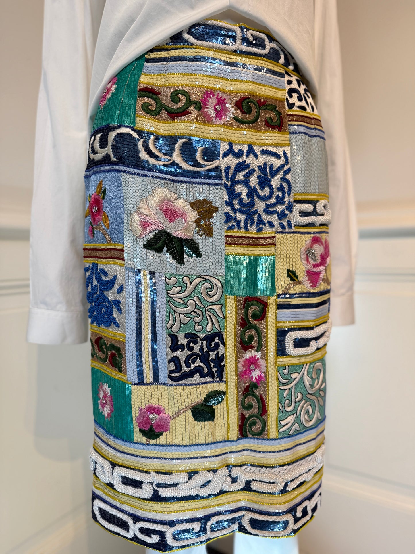 Rare Valentino Garavani SS 1992 Runway embellished skirt