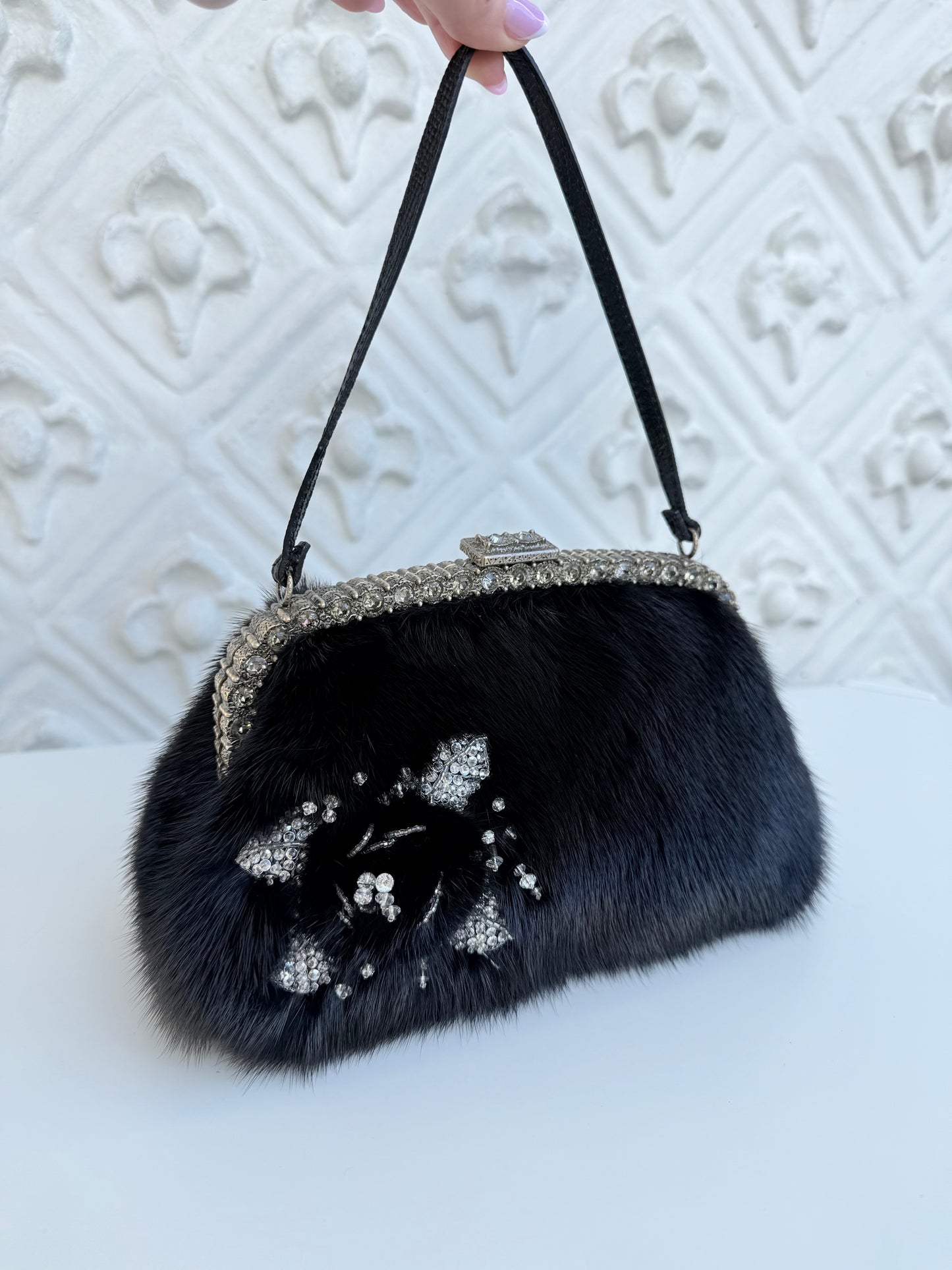 Rare Valentino Fall/Winter 2005 black mink fur purse