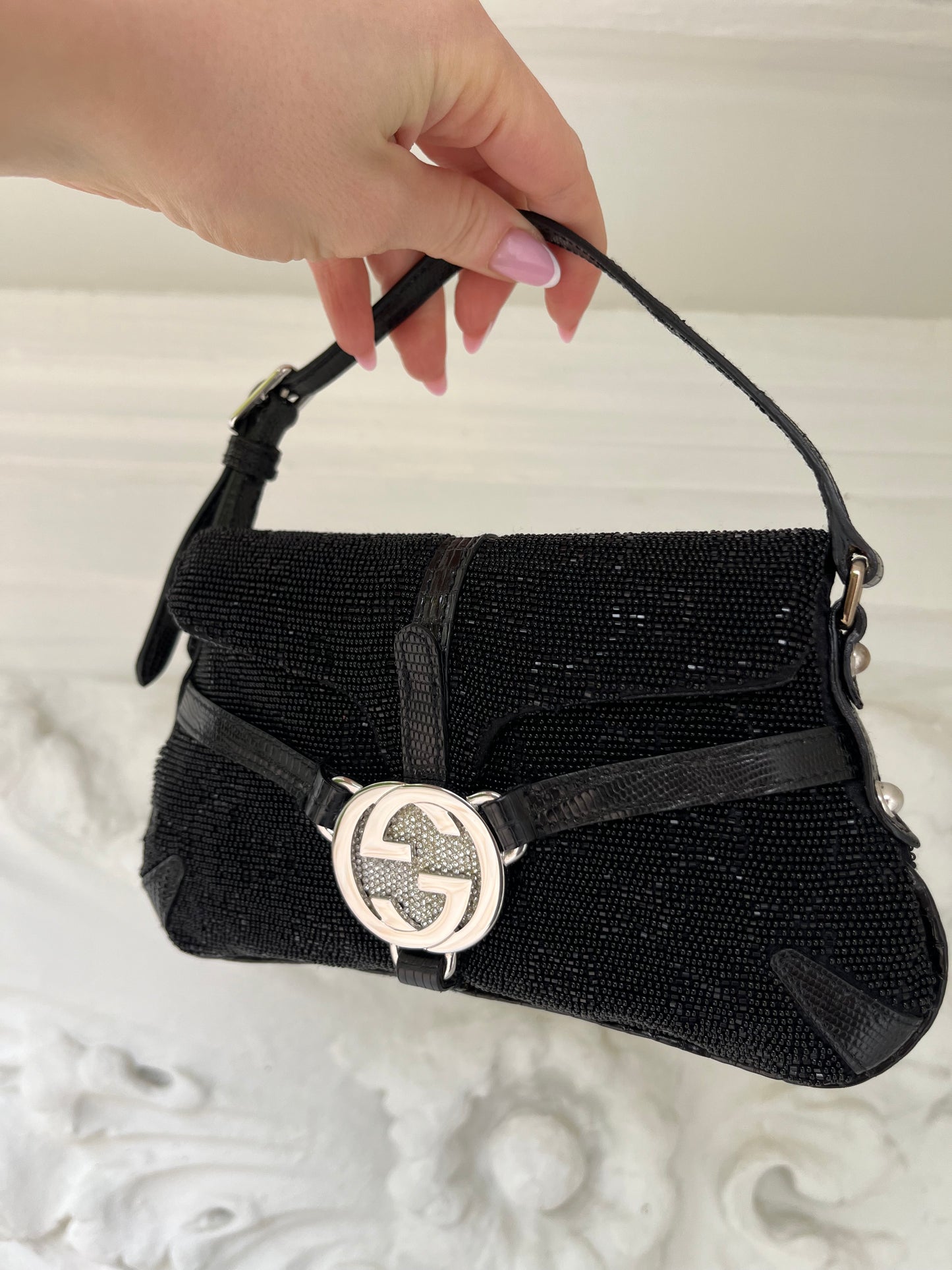 Rare 2000’s Gucci by Tom Ford interlocking GG beaded micro-bag, pochette