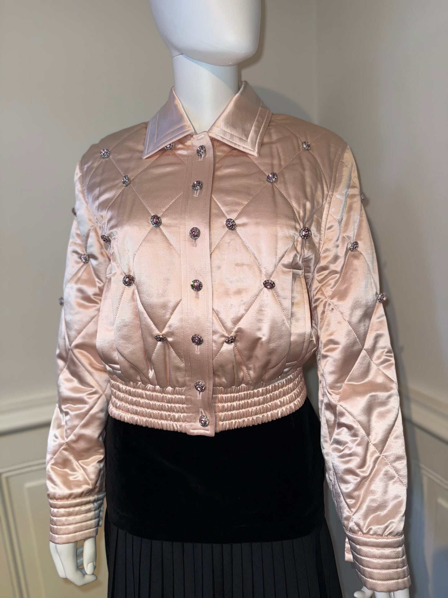 Early 2000s Escada silk wool crystals embellished bomber