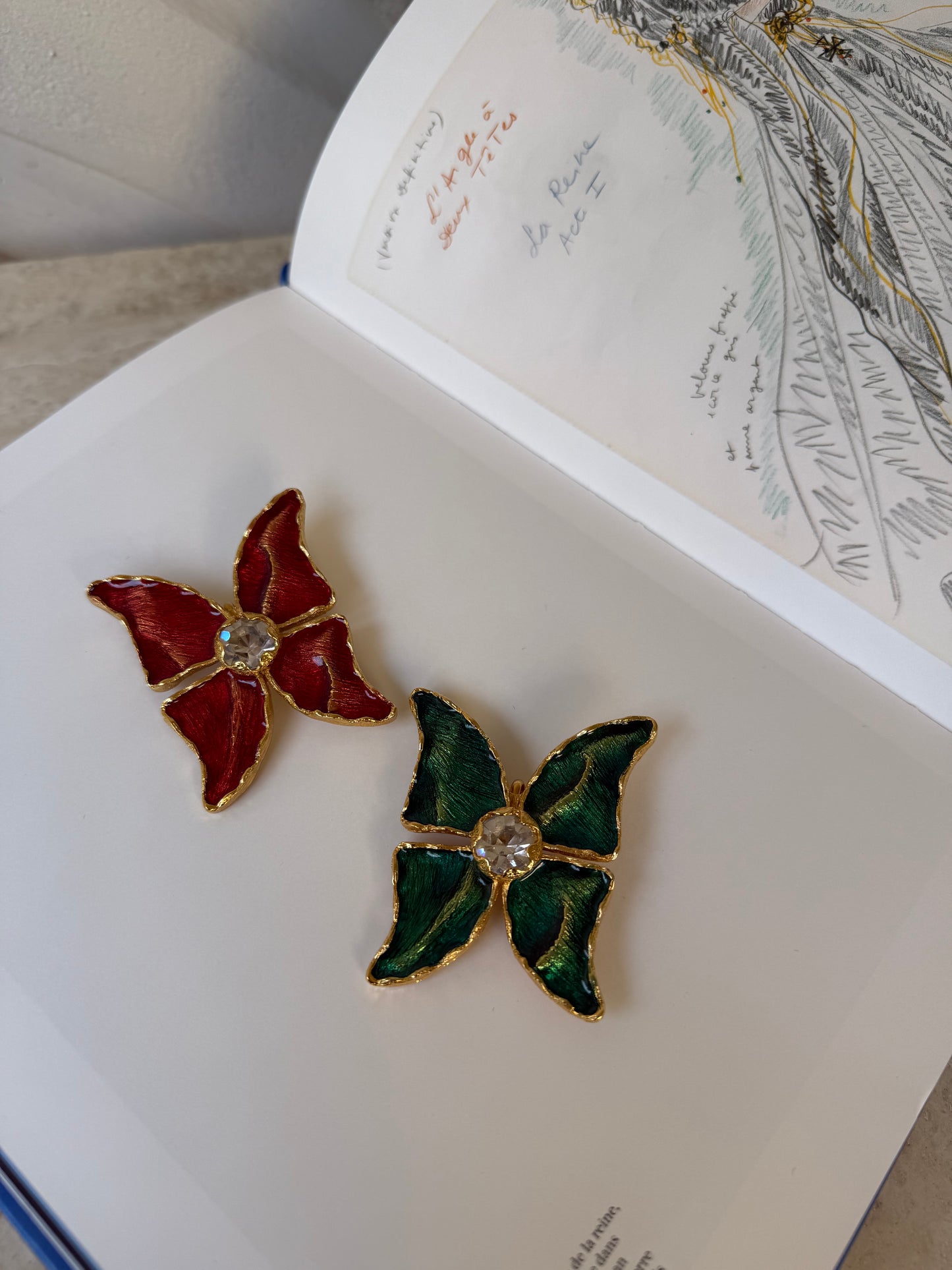 Pair of Yves Saint Laurent vintage broches/pendants designed by Robert Goossens