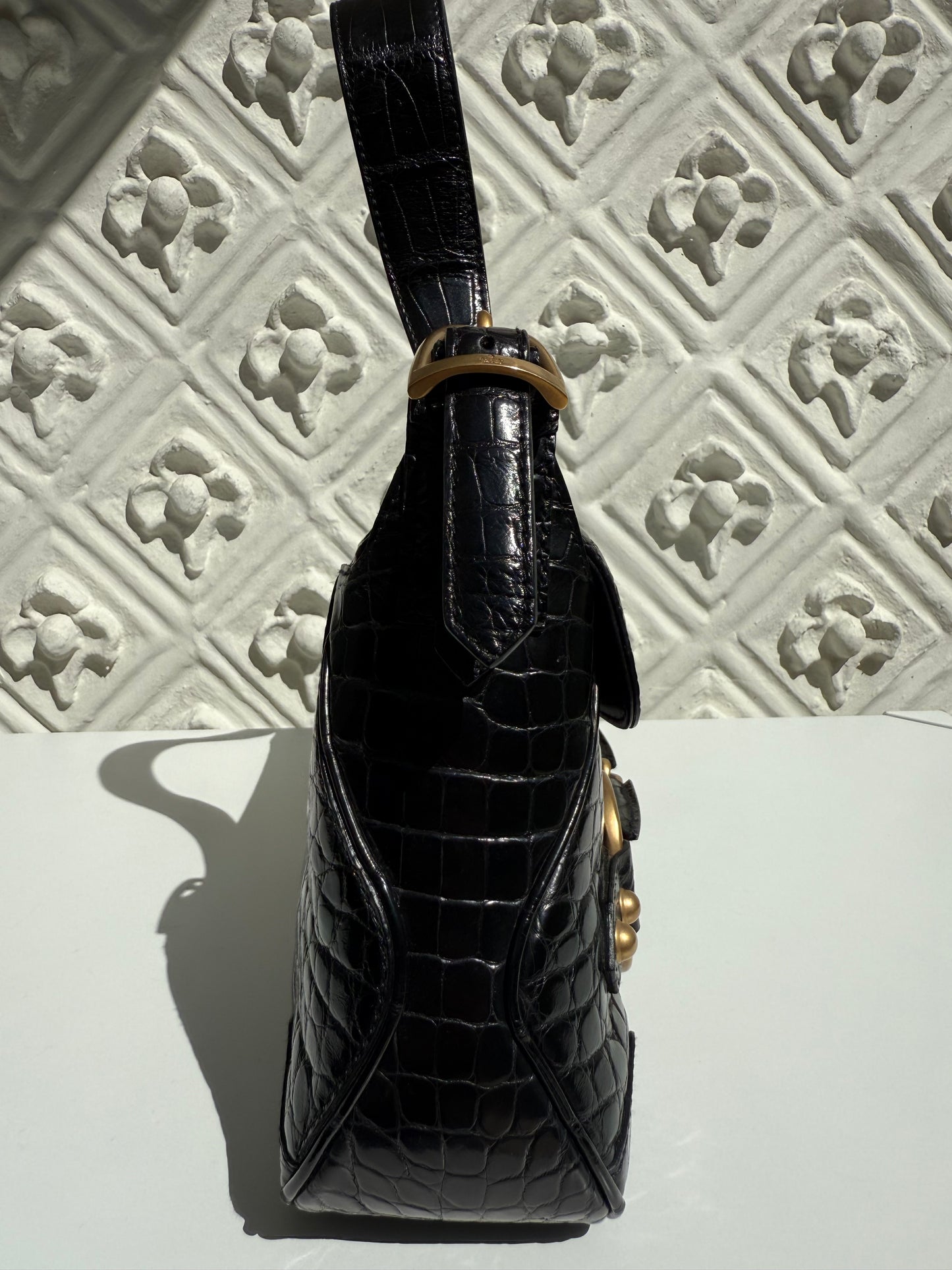 Rare one and only iconic limited edition runway Gucci Fall/Winter 2003 crocodile skin Horsebit 1955 by Tom Ford