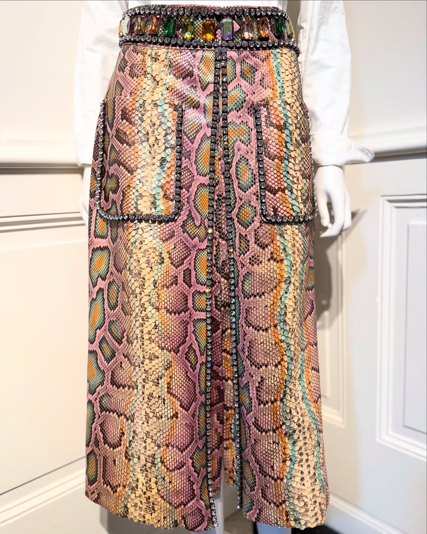 Gucci by Alessandro Michele Runway Fall/Winter 2017 Python skin crystals skirt