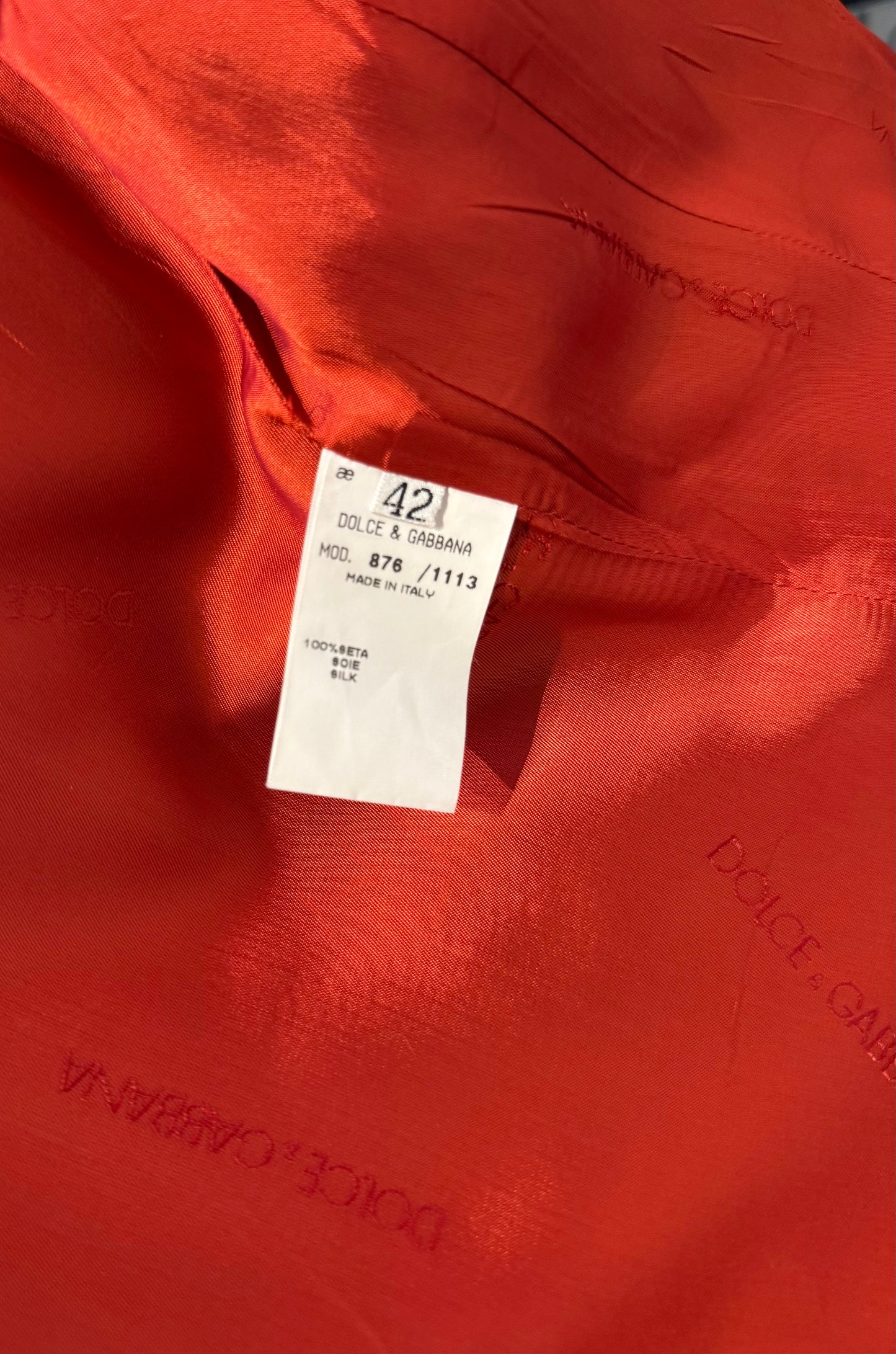 Documented Early Dolce&Gabbana Runway Silk Jacket SS 1996 worn by Yasmeen Ghauri