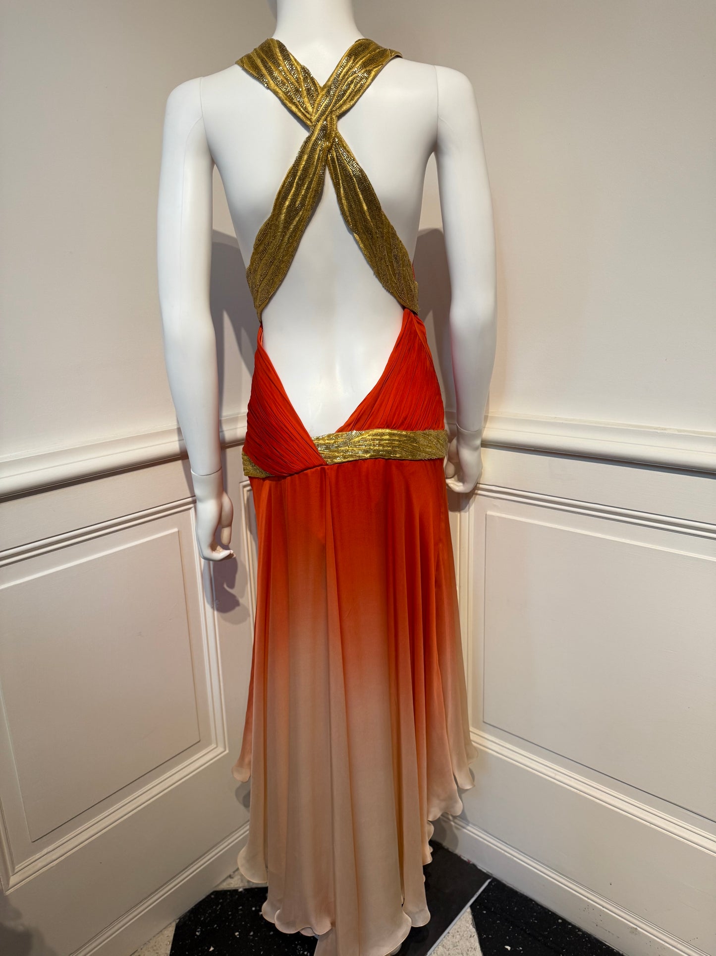 Roberto Cavalli SS 2006 Runway iconic silk backless dress with hand beaded details, embroidery✨