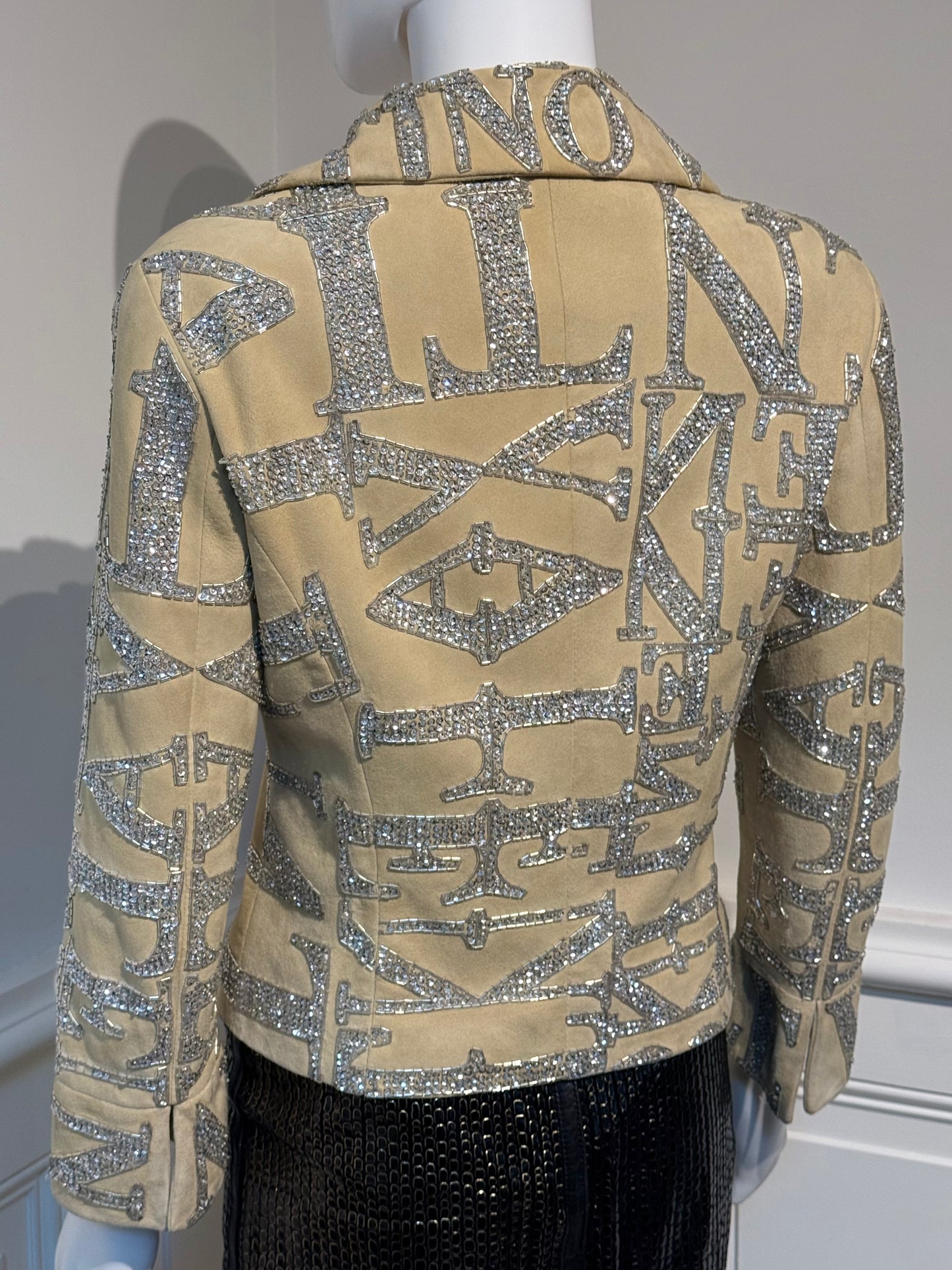 Rare Valentino Garavani S/S 2005 Runway suede embroidered embellished beaded glitter jacket