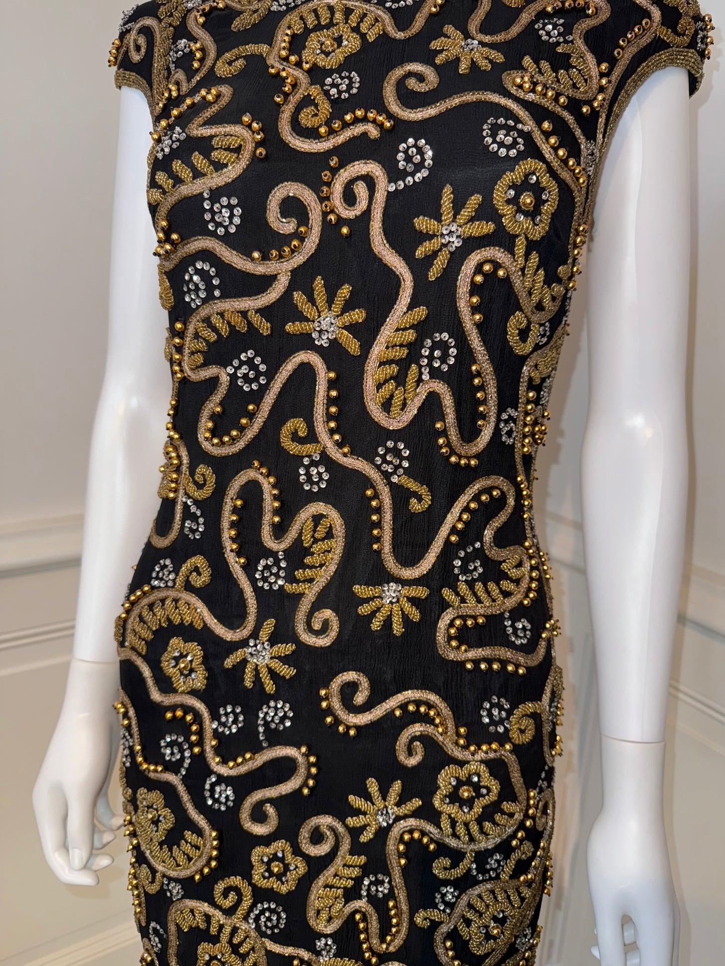 Escada by Silk Margaretha Ley vintage hand beaded and embroidered dress