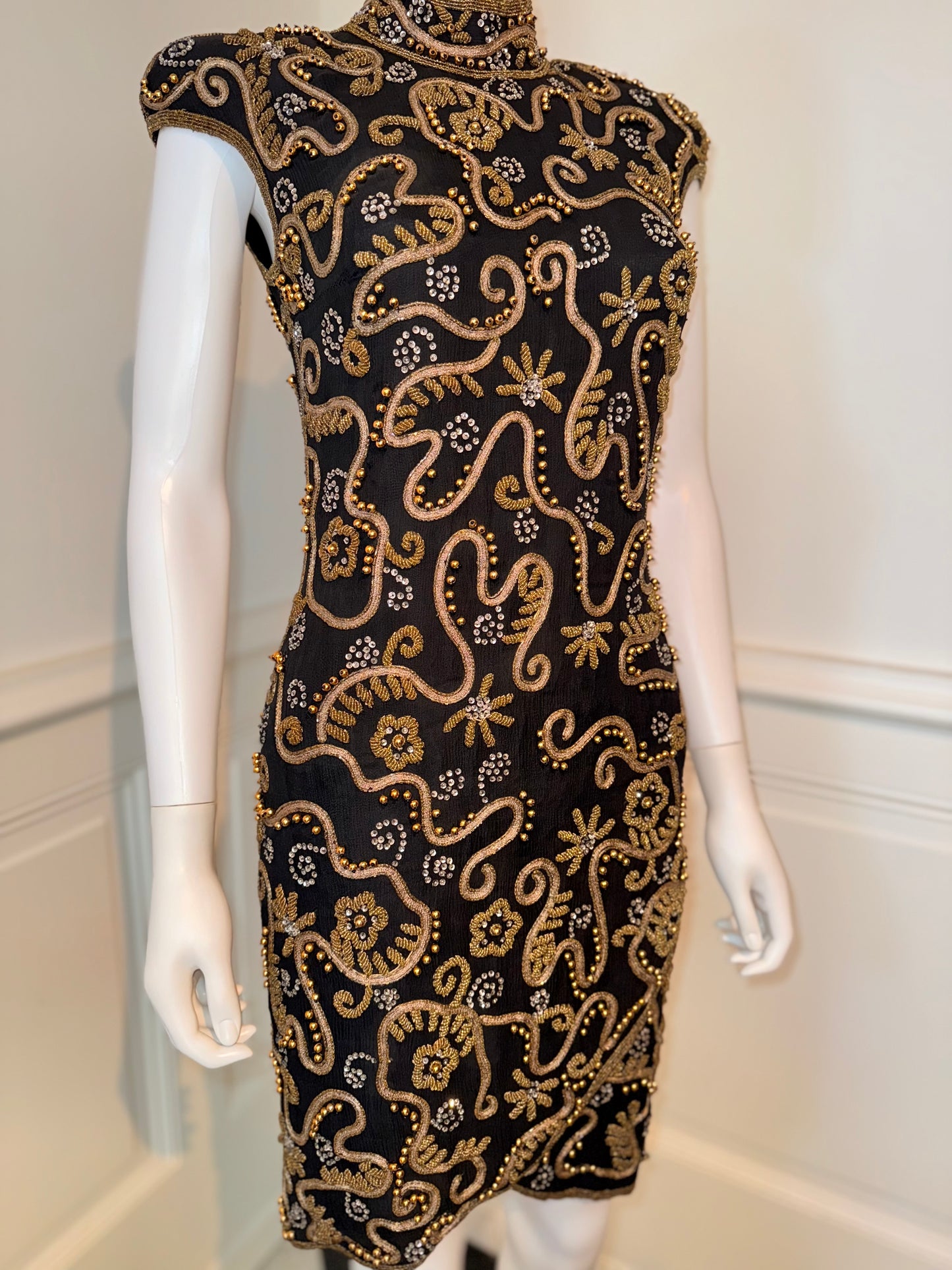 Escada by Silk Margaretha Ley vintage hand beaded and embroidered dress