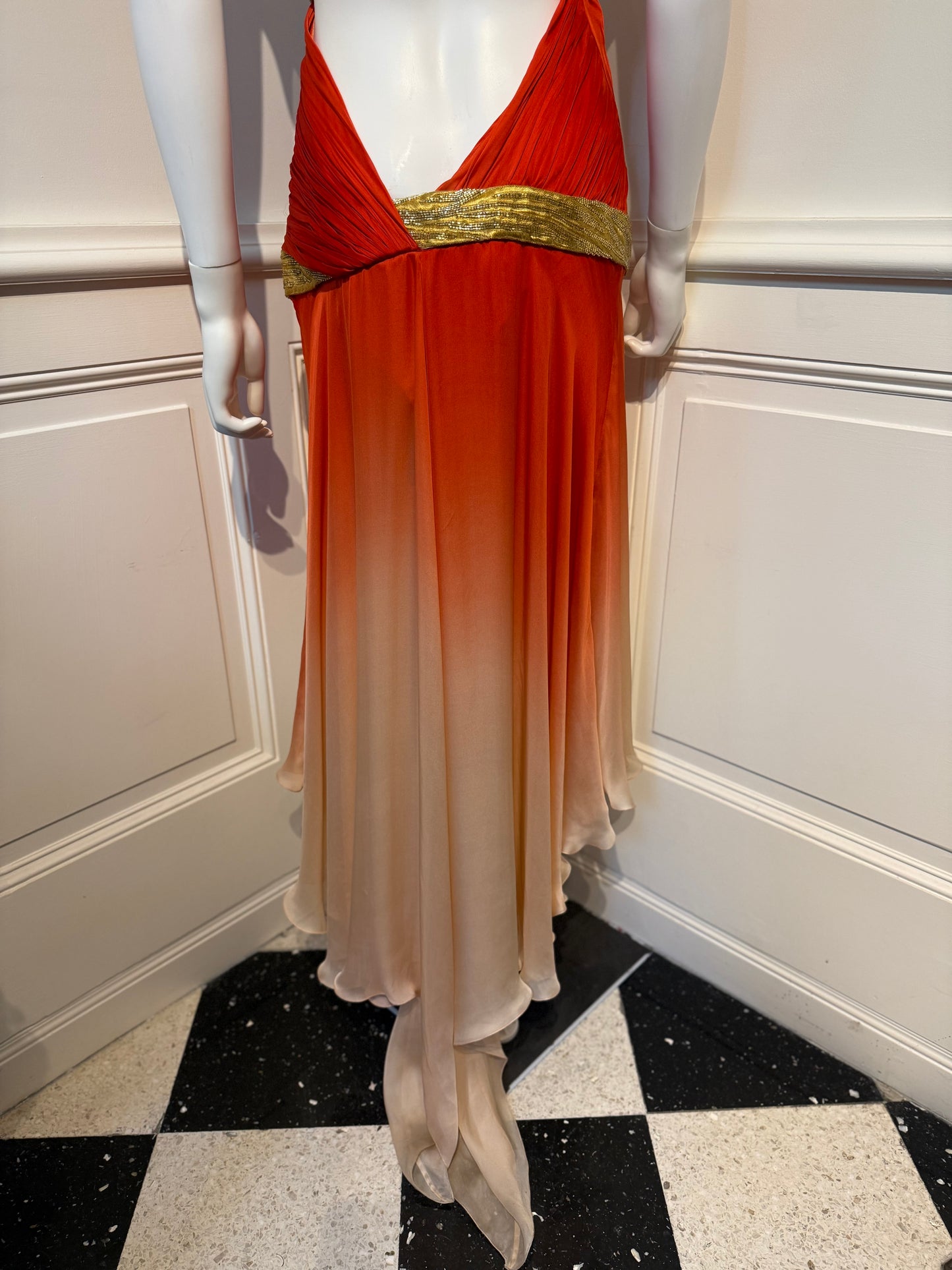 Roberto Cavalli SS 2006 Runway iconic silk backless dress with hand beaded details, embroidery✨