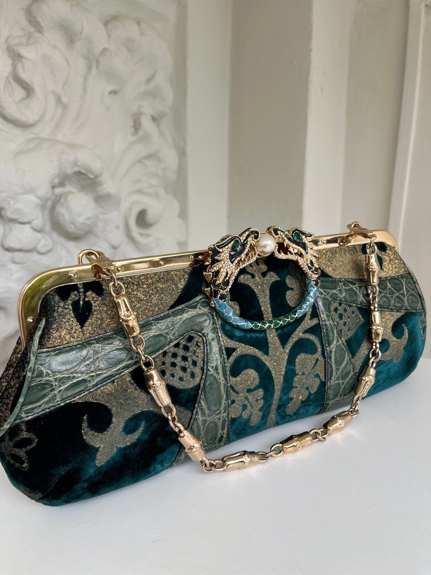 Iconic extremely rare Tom Ford for Gucci Damask « Dragon » purse clutch FW 2004