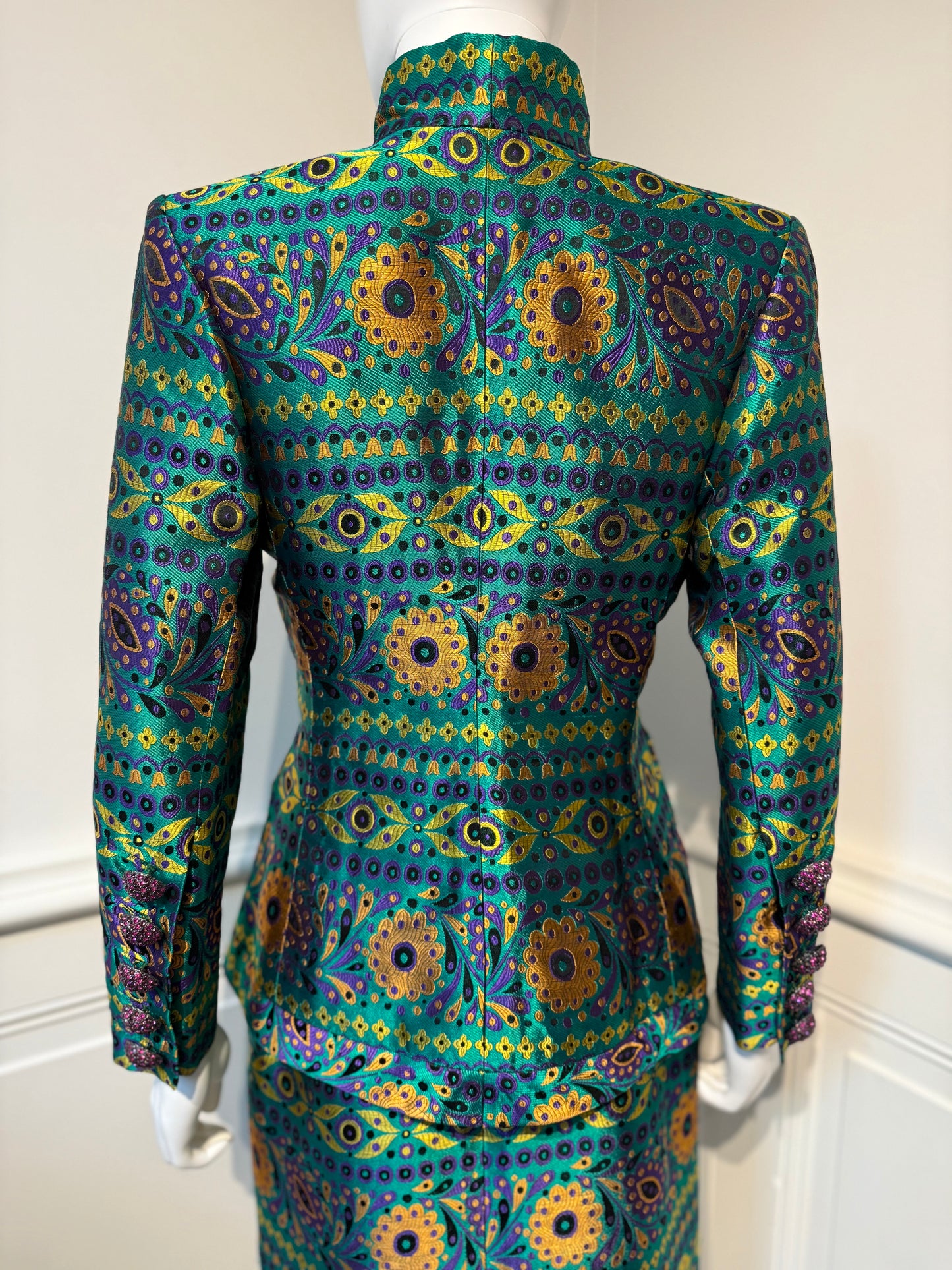 Documented Yves Saint Laurent Rive Gauche AW 1990/1991 runway brocade skirt suit