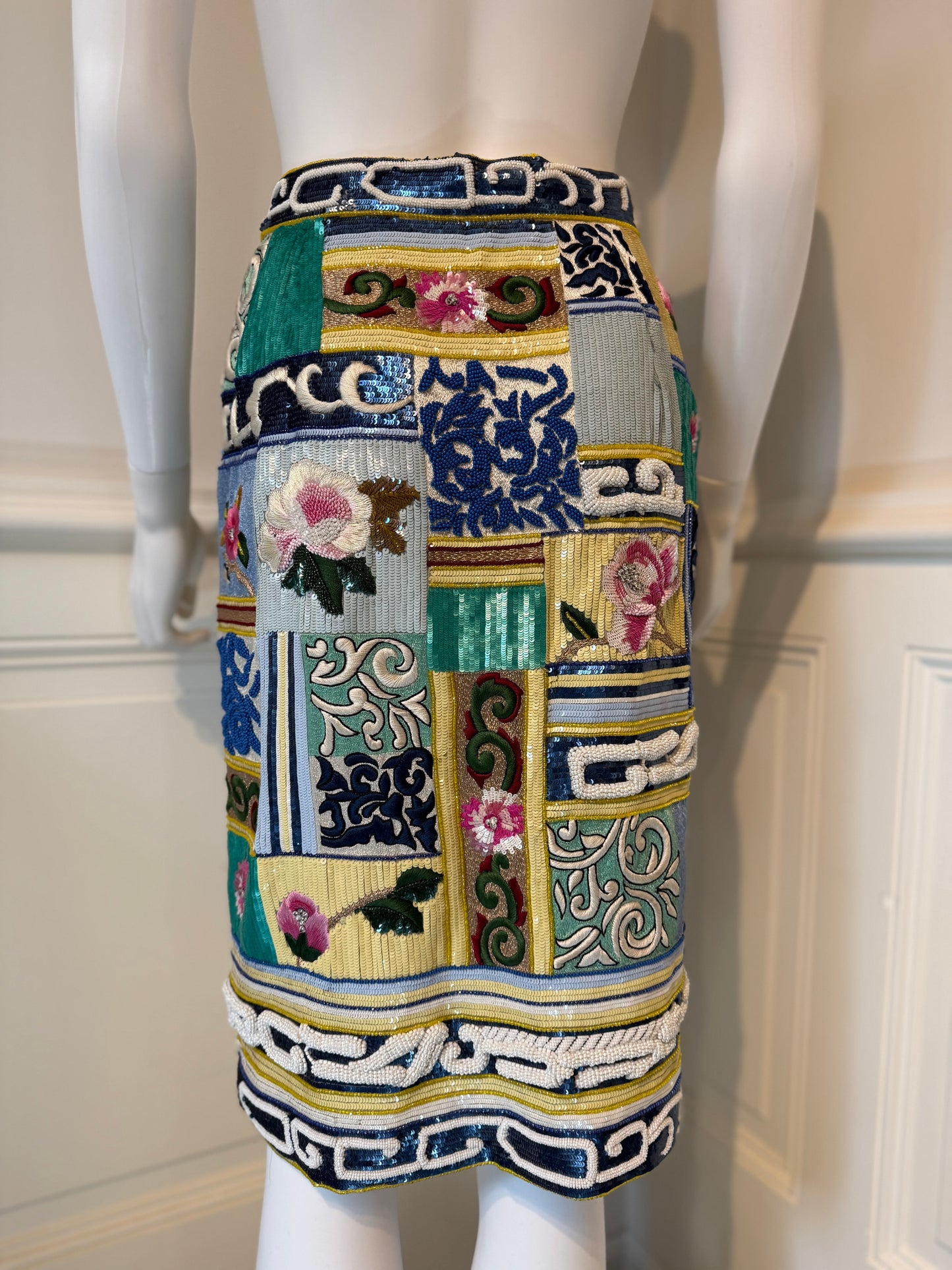 Rare Valentino Garavani SS 1992 Runway embellished skirt
