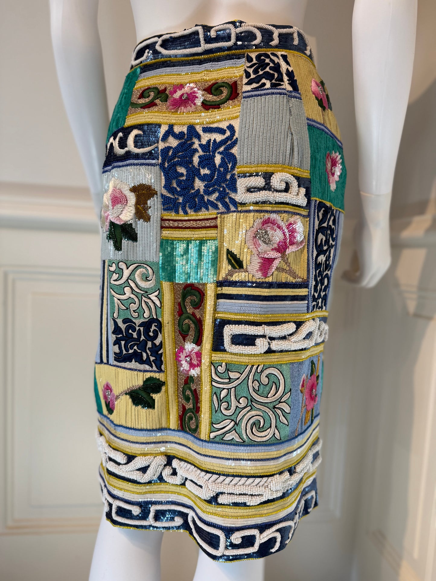 Rare Valentino Garavani SS 1992 Runway embellished skirt