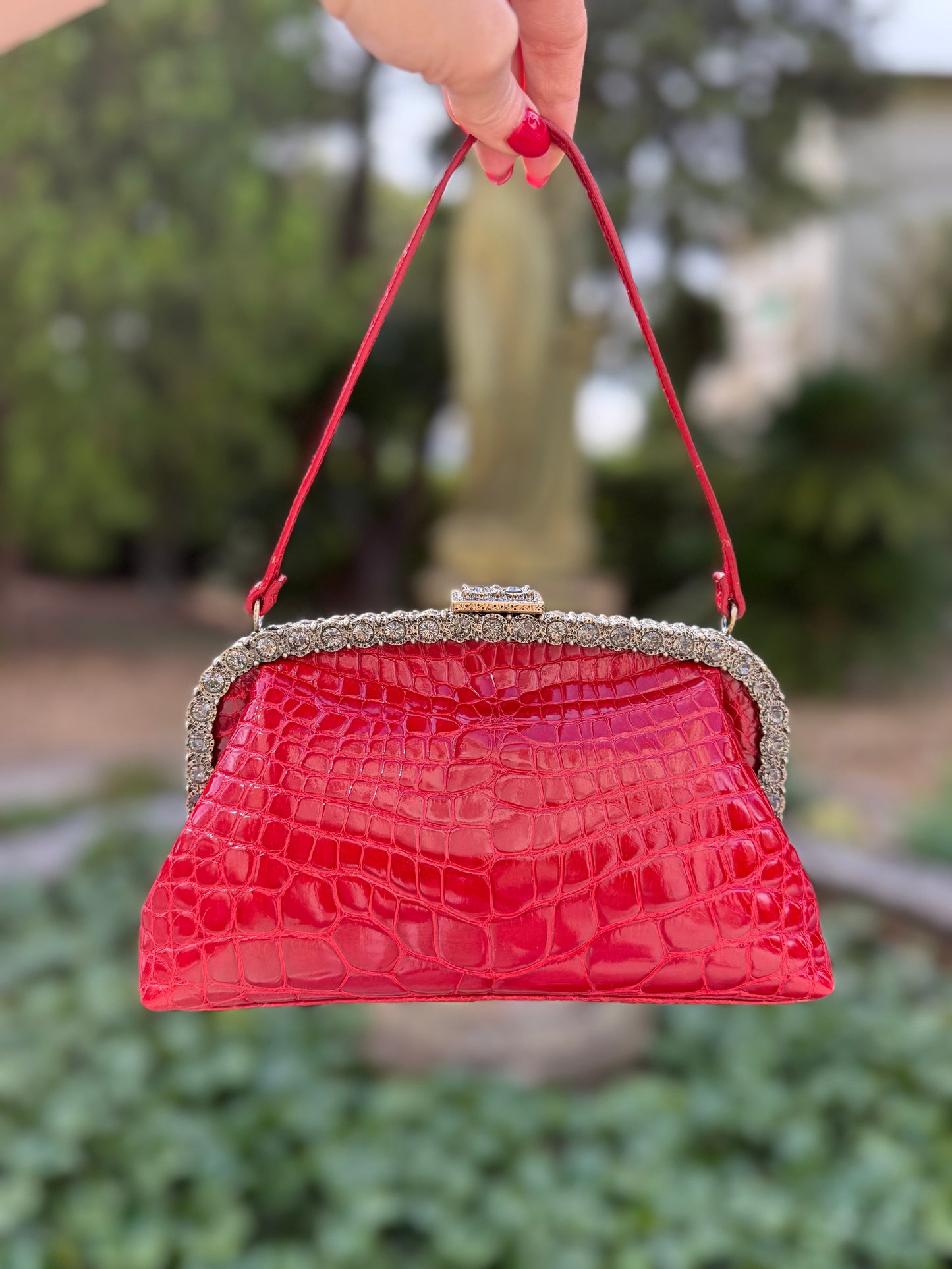 Rare Valentino F/W 2005 Runway crocodile skin clutch purse