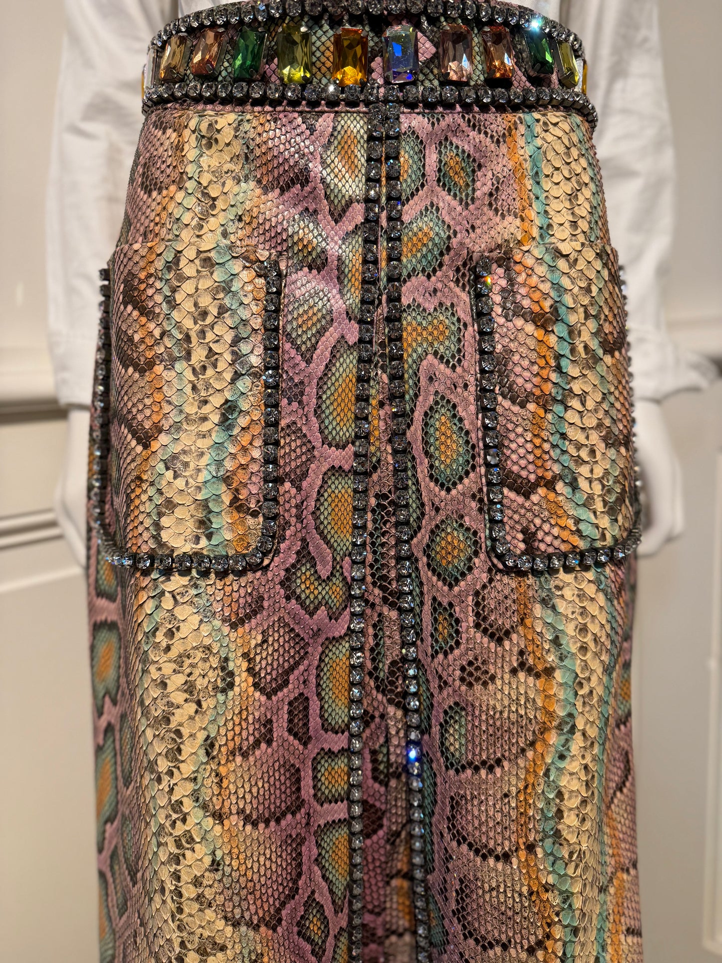 Gucci by Alessandro Michele Runway Fall/Winter 2017 Python skin crystals skirt