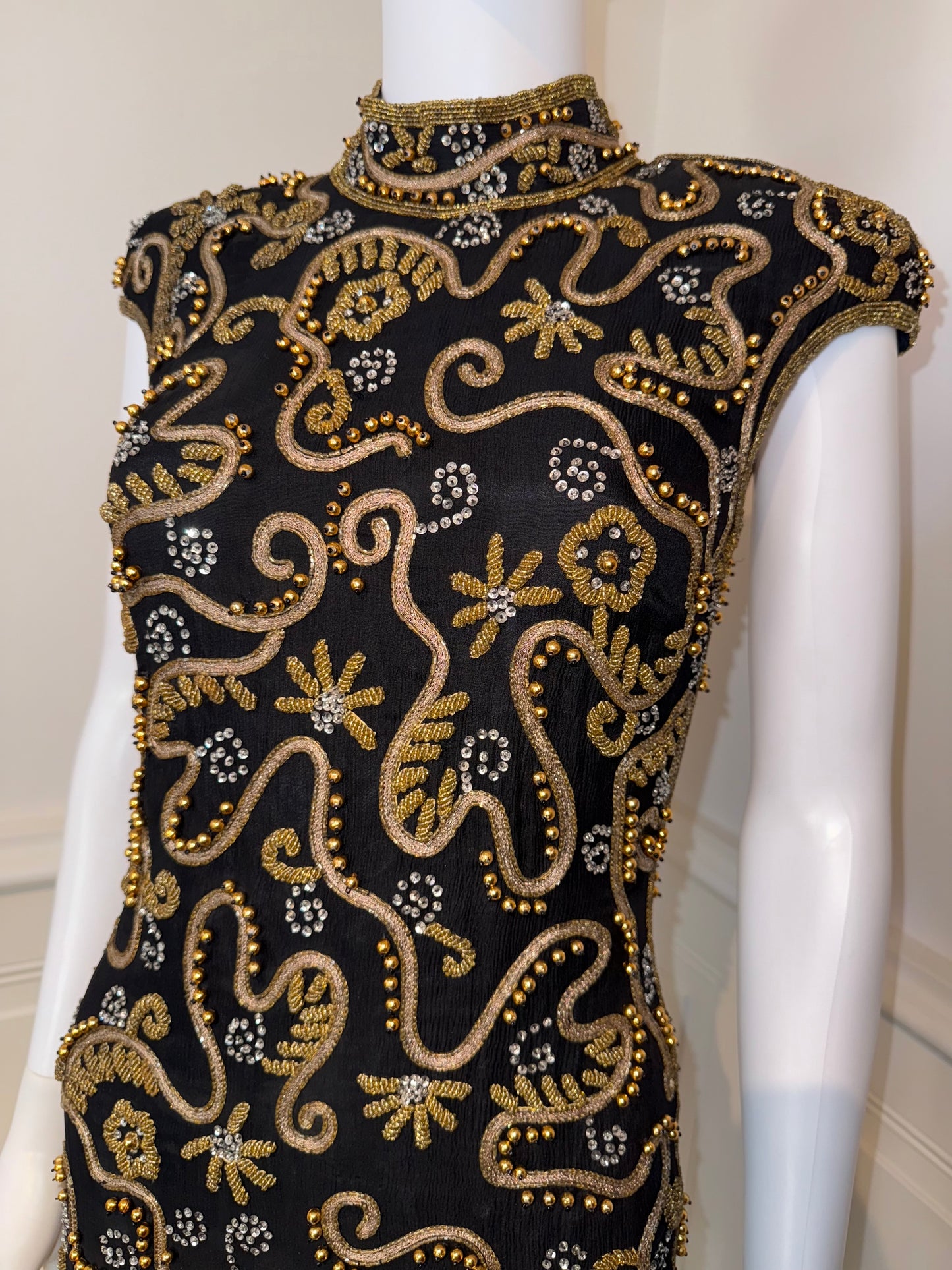 Escada by Silk Margaretha Ley vintage hand beaded and embroidered dress