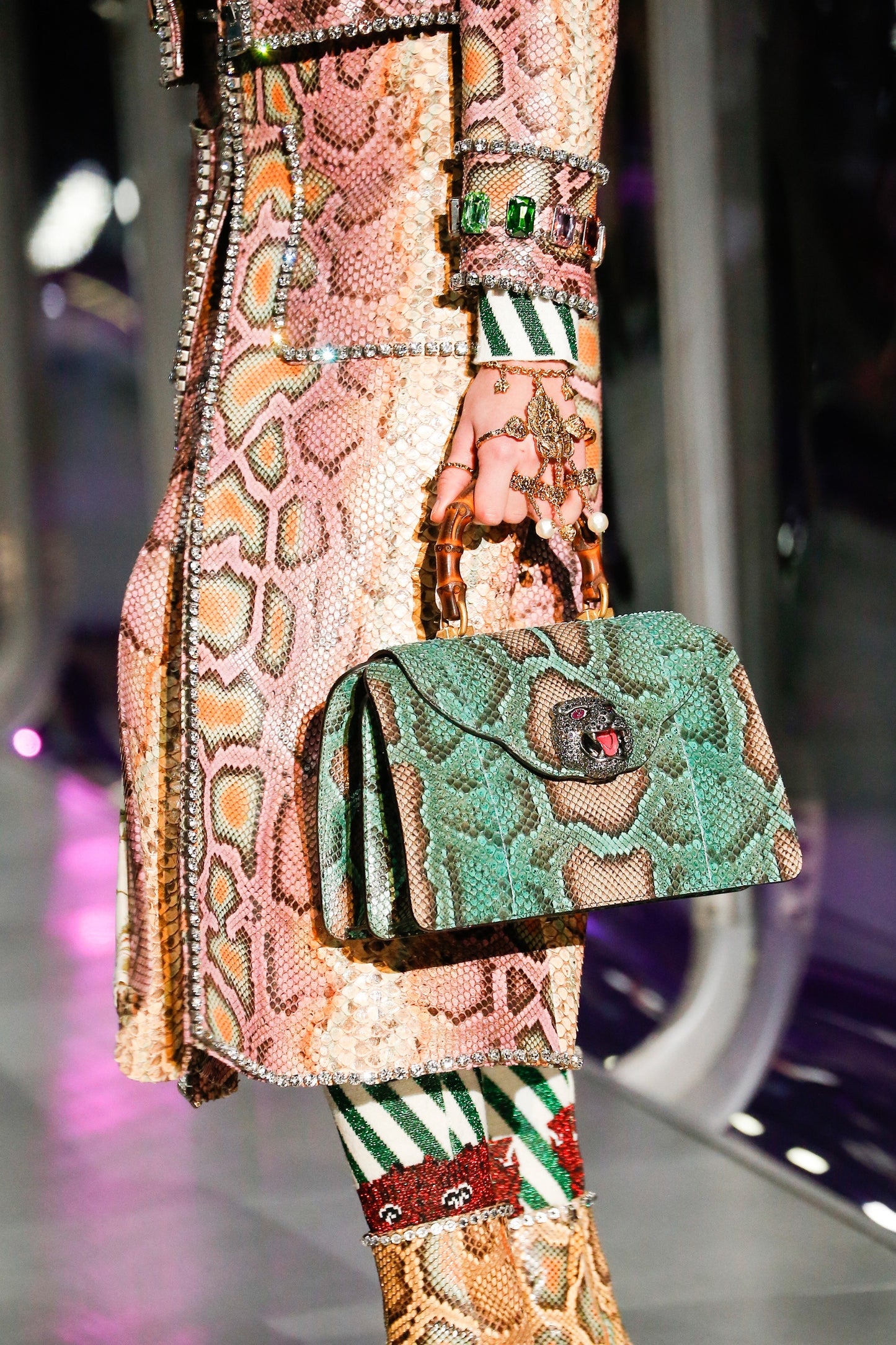 Gucci by Alessandro Michele Runway Fall/Winter 2017 Python skin crystals skirt