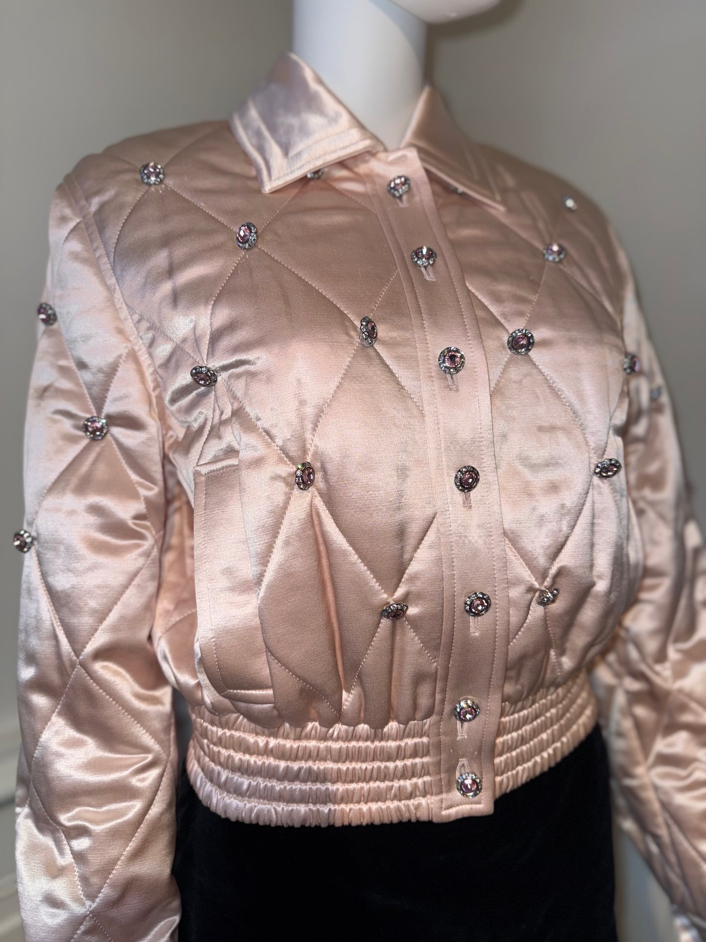 Early 2000s Escada silk wool crystals embellished bomber