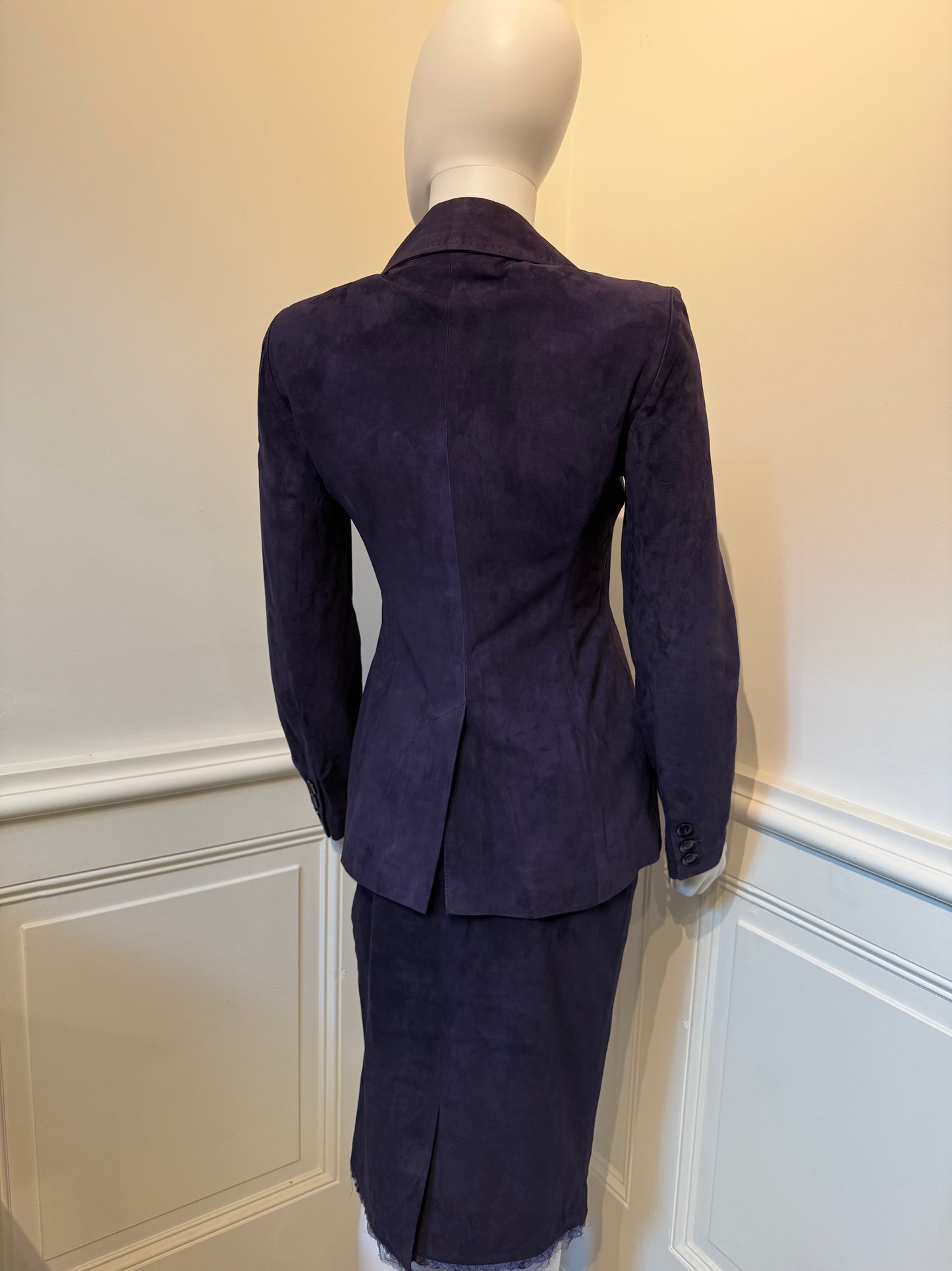 Dior Boutique by John Galliano circa 2005 iconic signature cut suede suit