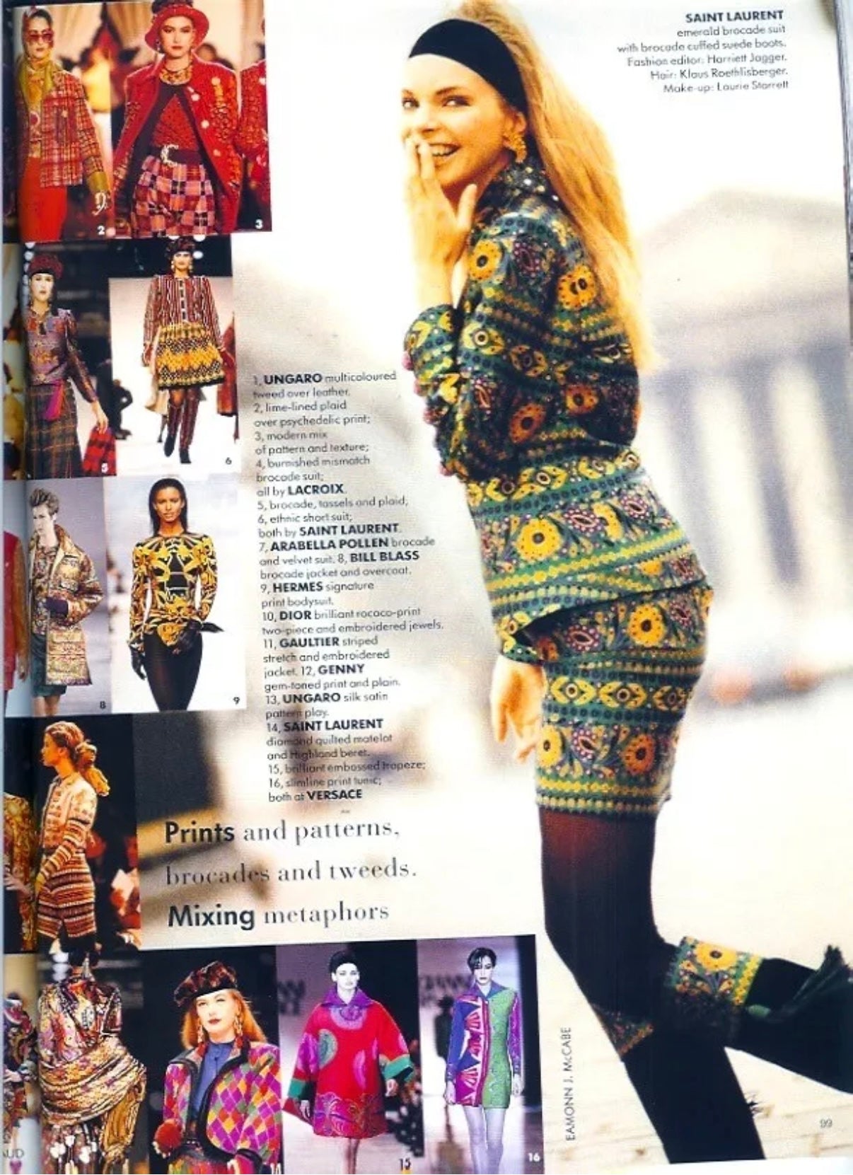 Documented Yves Saint Laurent Rive Gauche AW 1990/1991 runway brocade skirt suit