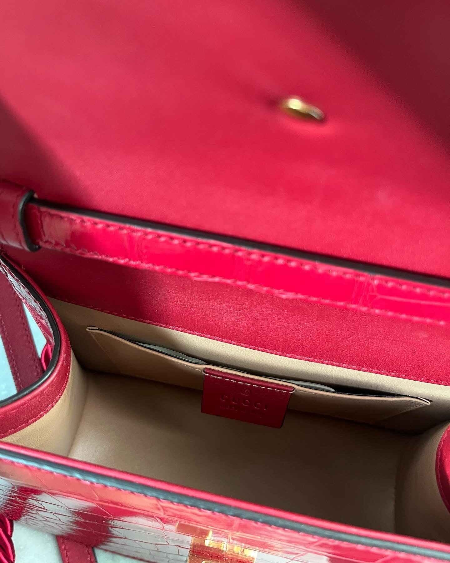 Gucci rare limited edition Pre-fall 2019 Sylvie chain Top handle crocodile leather handbag