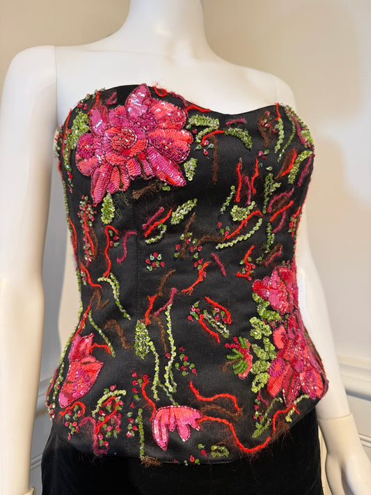 Vintage Armani embroidered top bustier