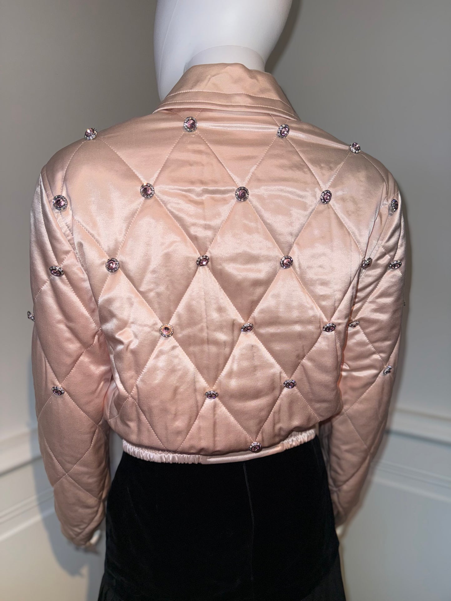 Early 2000s Escada silk wool crystals embellished bomber