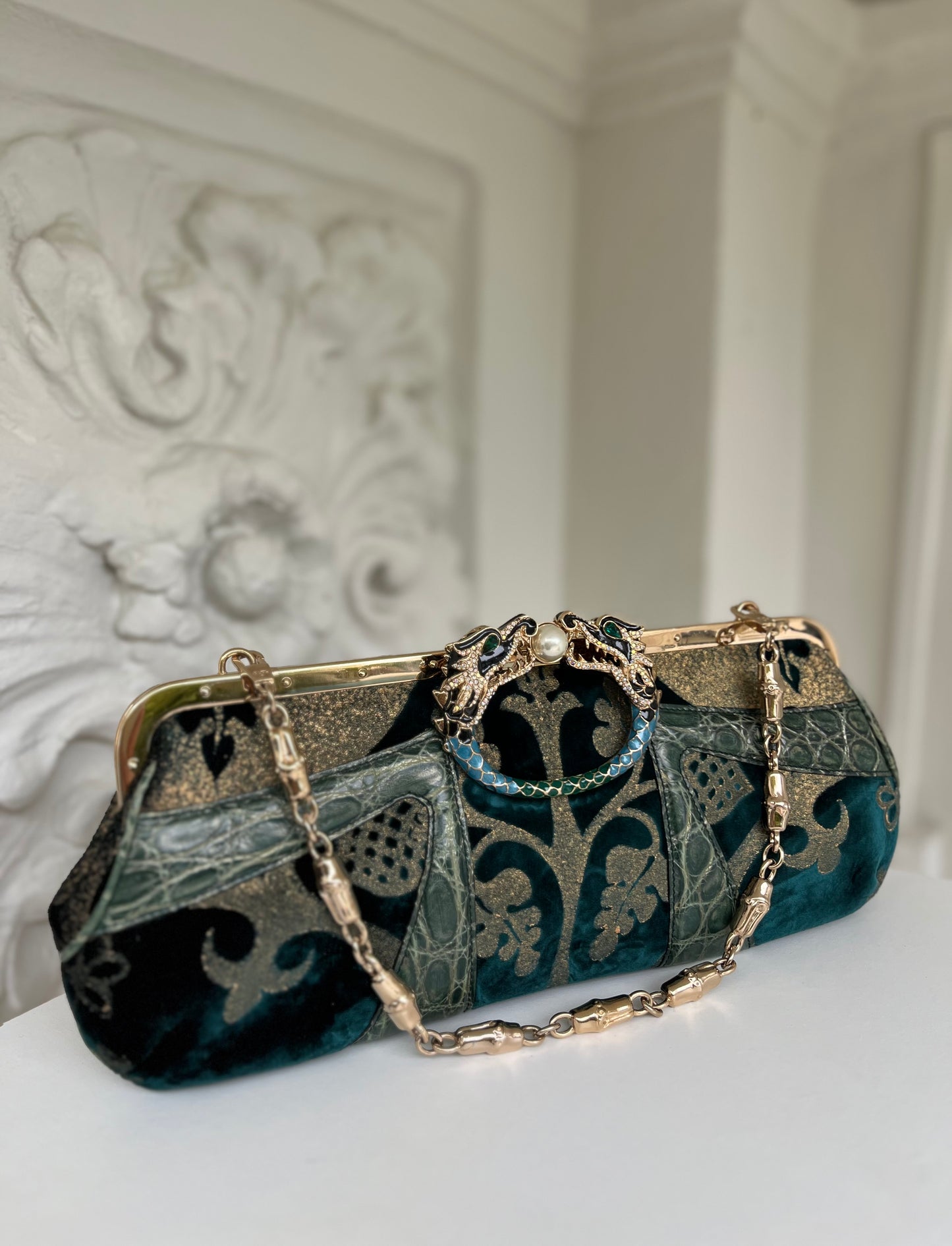 Iconic extremely rare Tom Ford for Gucci Damask « Dragon » purse clutch FW 2004