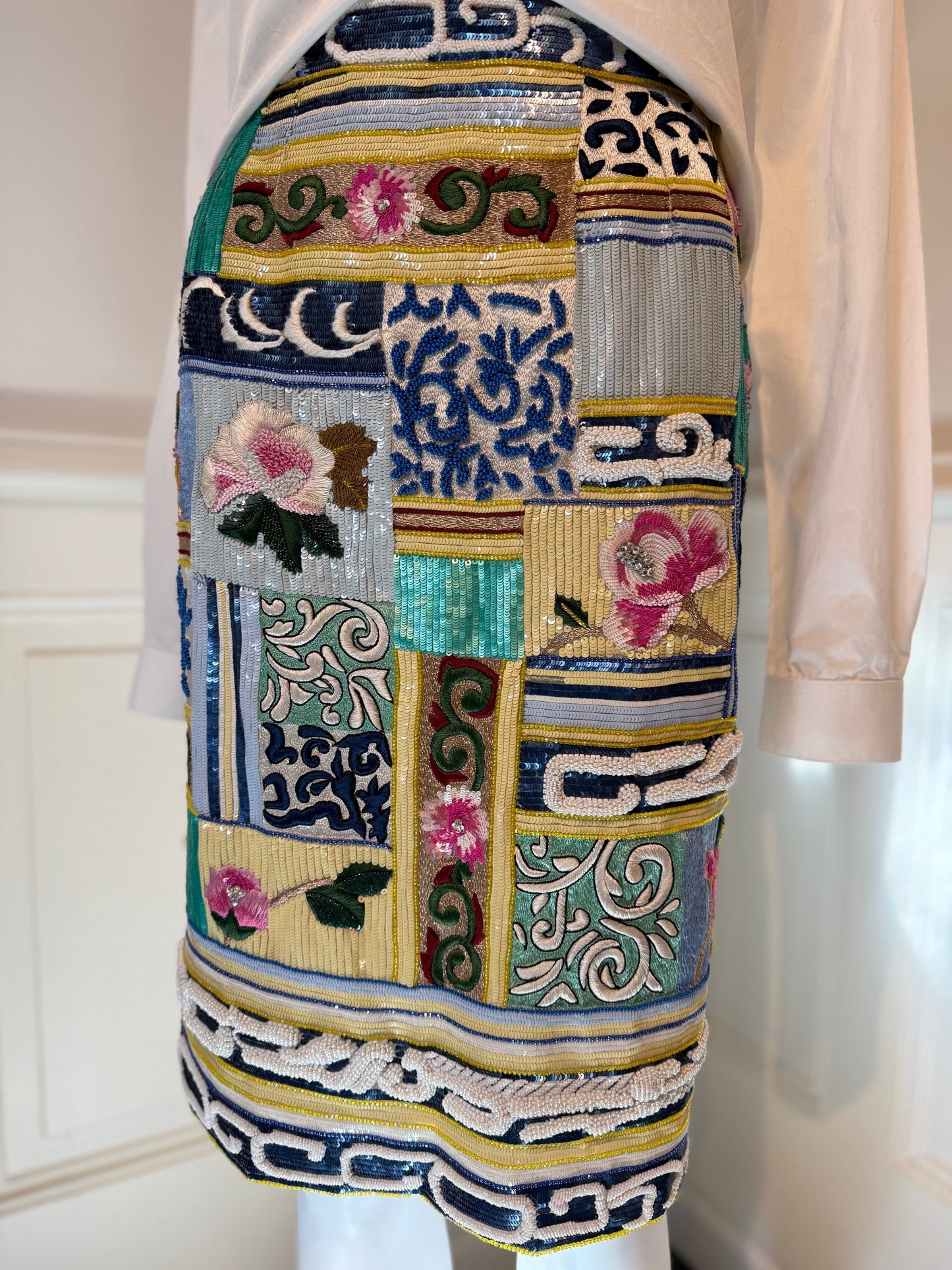 Rare Valentino Garavani SS 1992 Runway embellished skirt