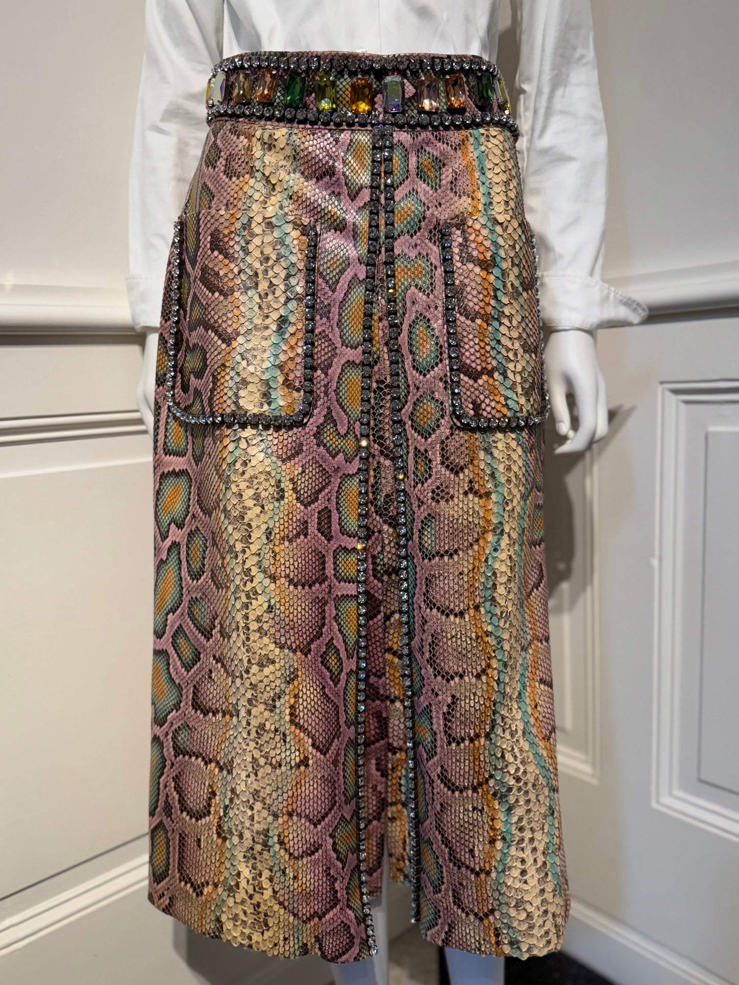Gucci by Alessandro Michele Runway Fall/Winter 2017 Python skin crystals skirt