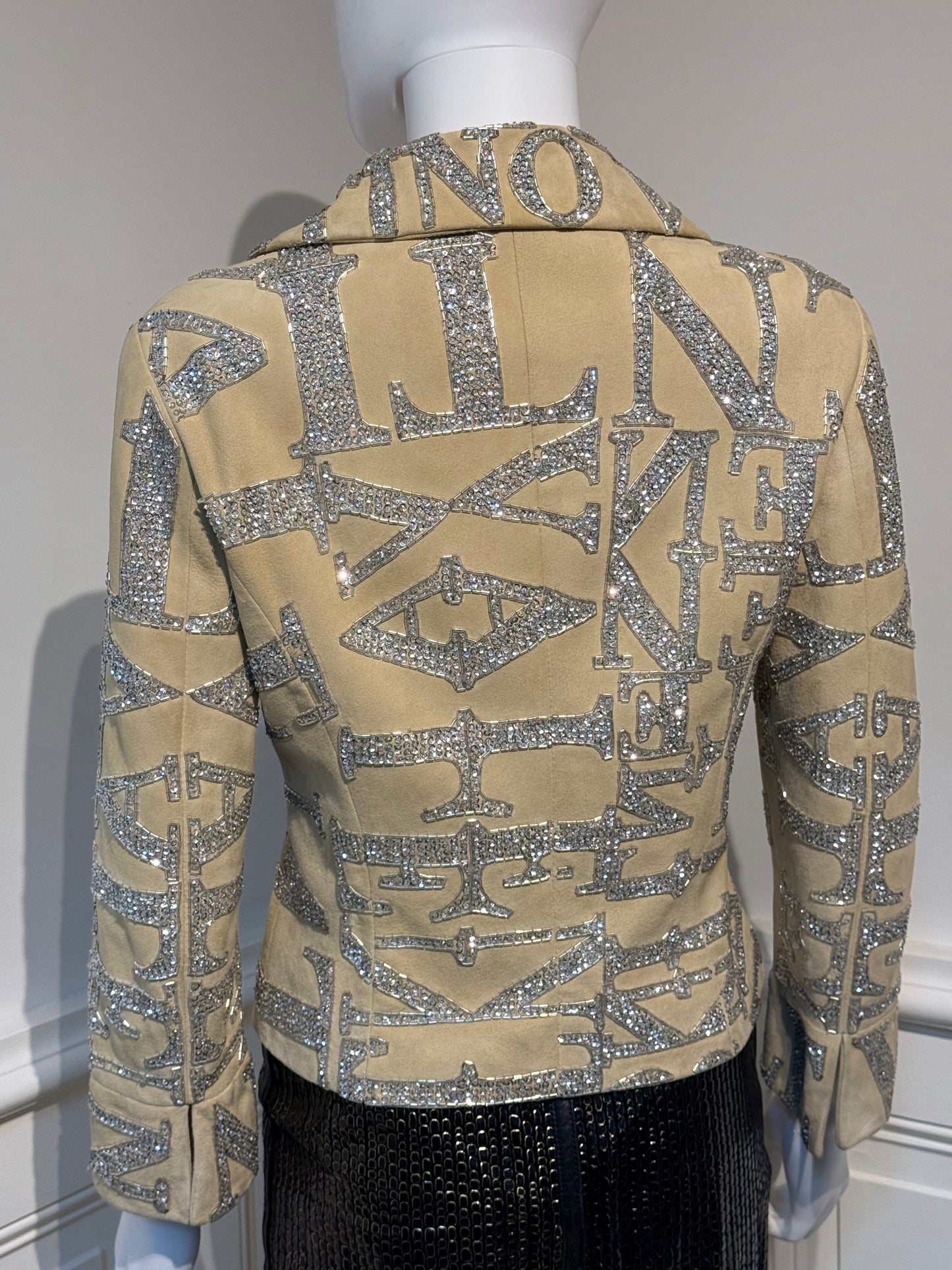Rare Valentino Garavani S/S 2005 Runway suede embroidered embellished beaded glitter jacket