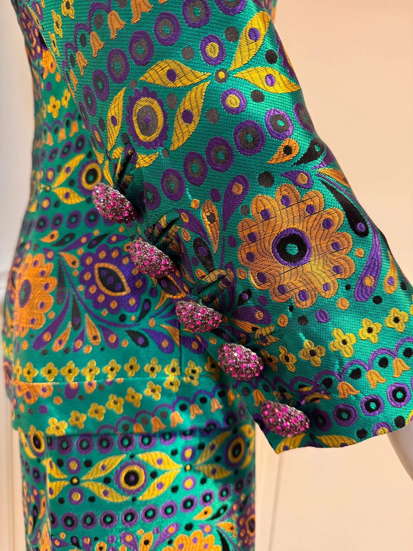 Documented Yves Saint Laurent Rive Gauche AW 1990/1991 runway brocade skirt suit