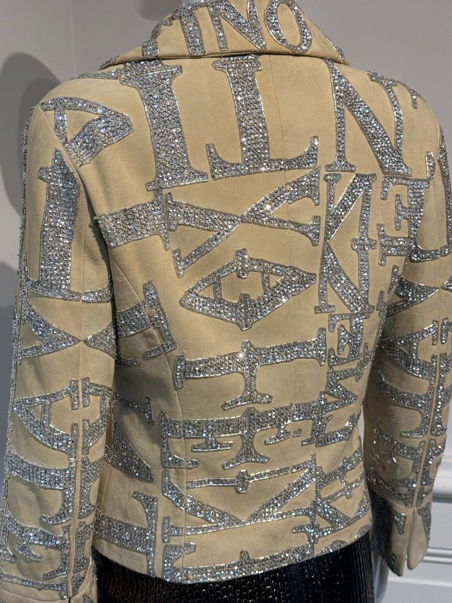 Rare Valentino Garavani S/S 2005 Runway suede embroidered embellished beaded glitter jacket