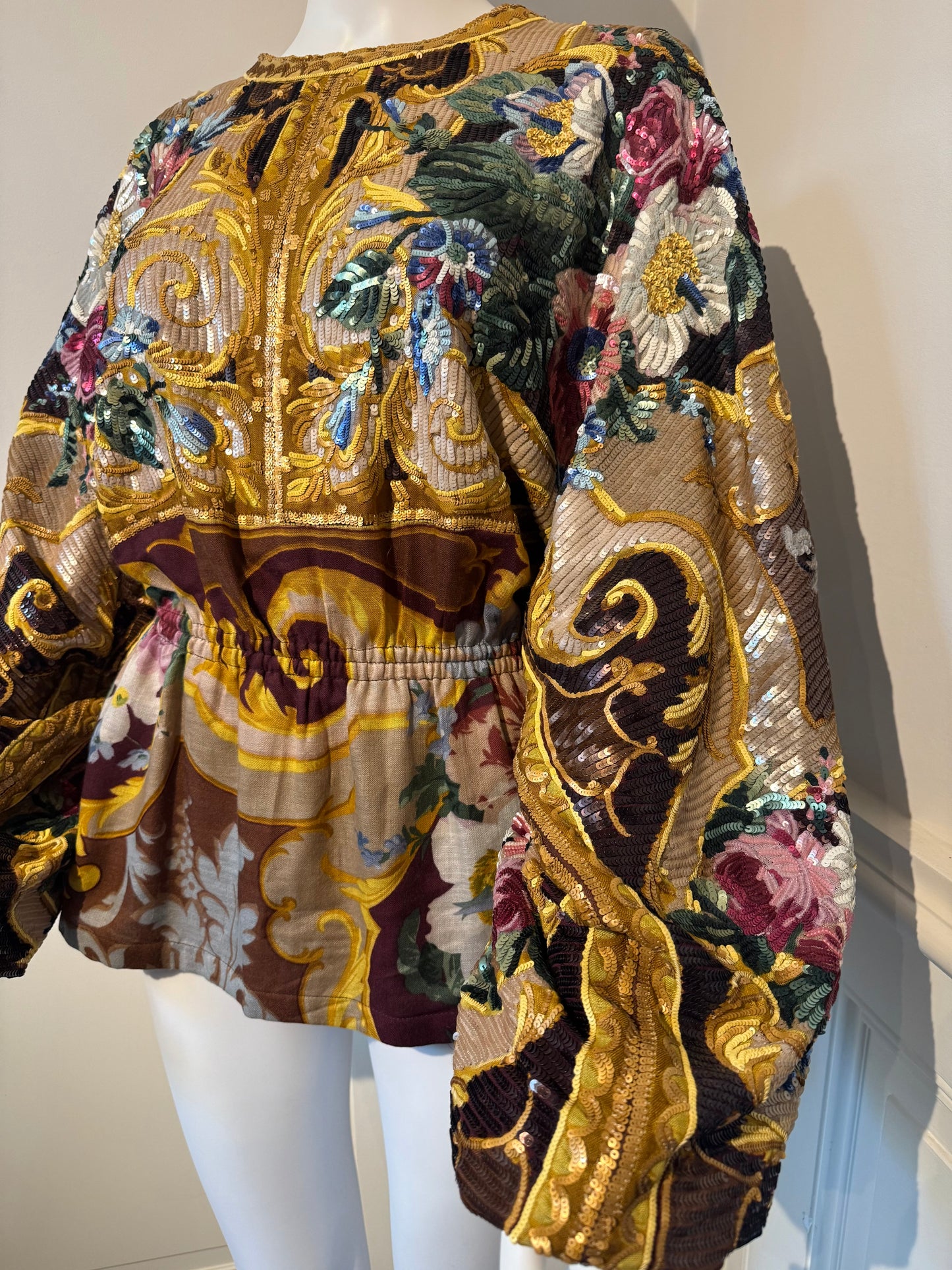 Valentino Garavani Runway FW 1988/1989 silk blouse fully hand embroidered with sequins