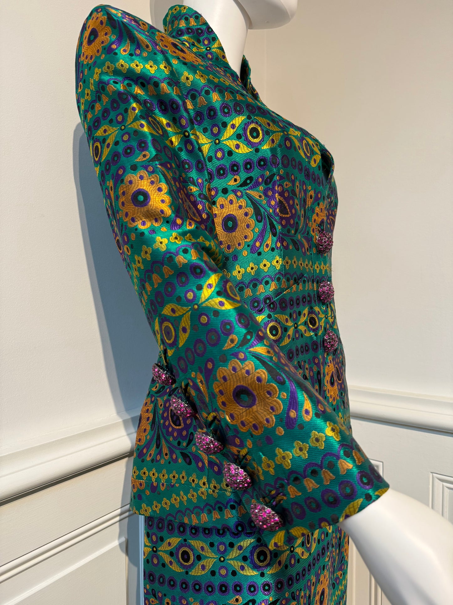 Documented Yves Saint Laurent Rive Gauche AW 1990/1991 runway brocade skirt suit