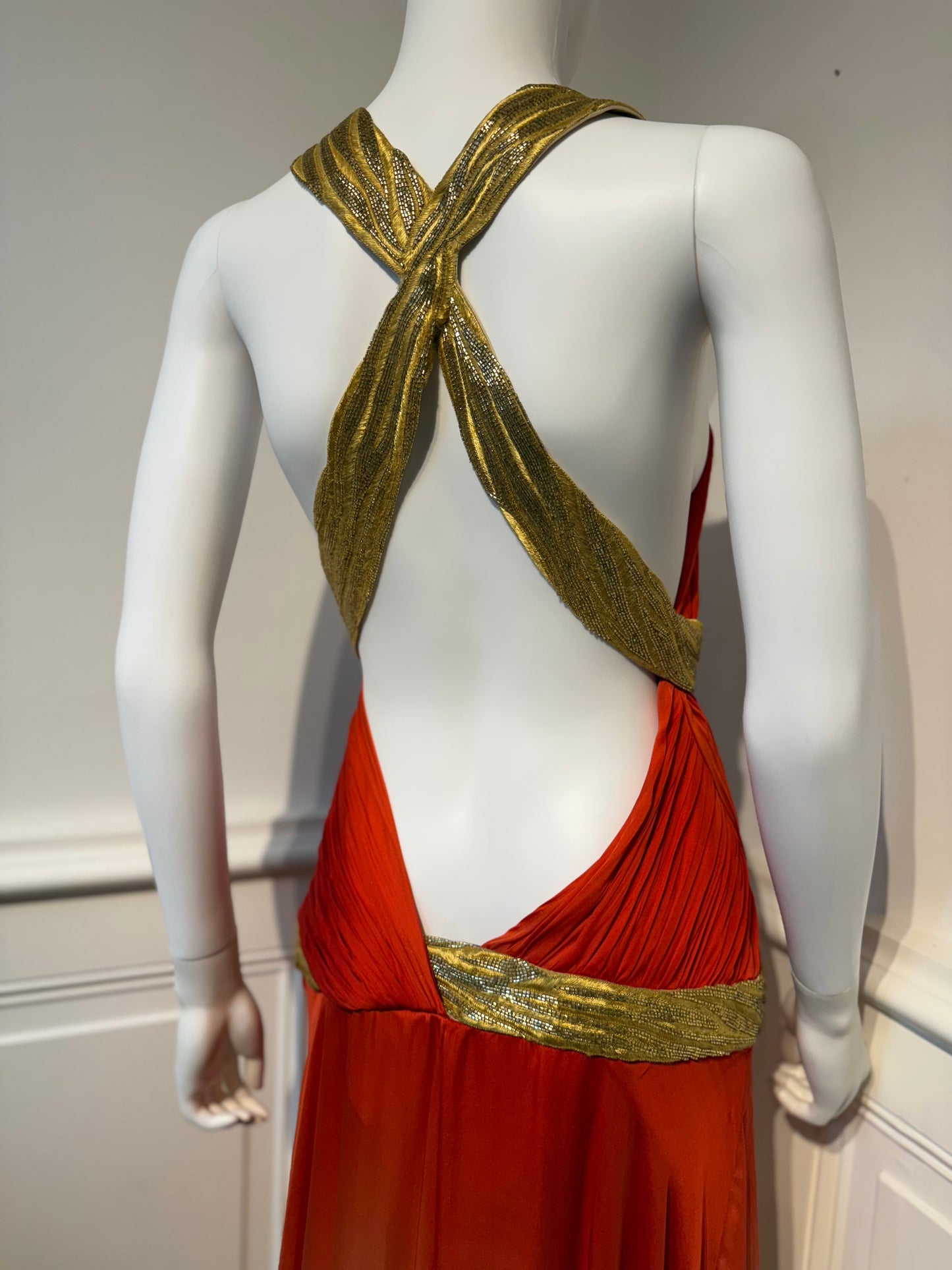 Roberto Cavalli SS 2006 Runway iconic silk backless dress with hand beaded details, embroidery✨