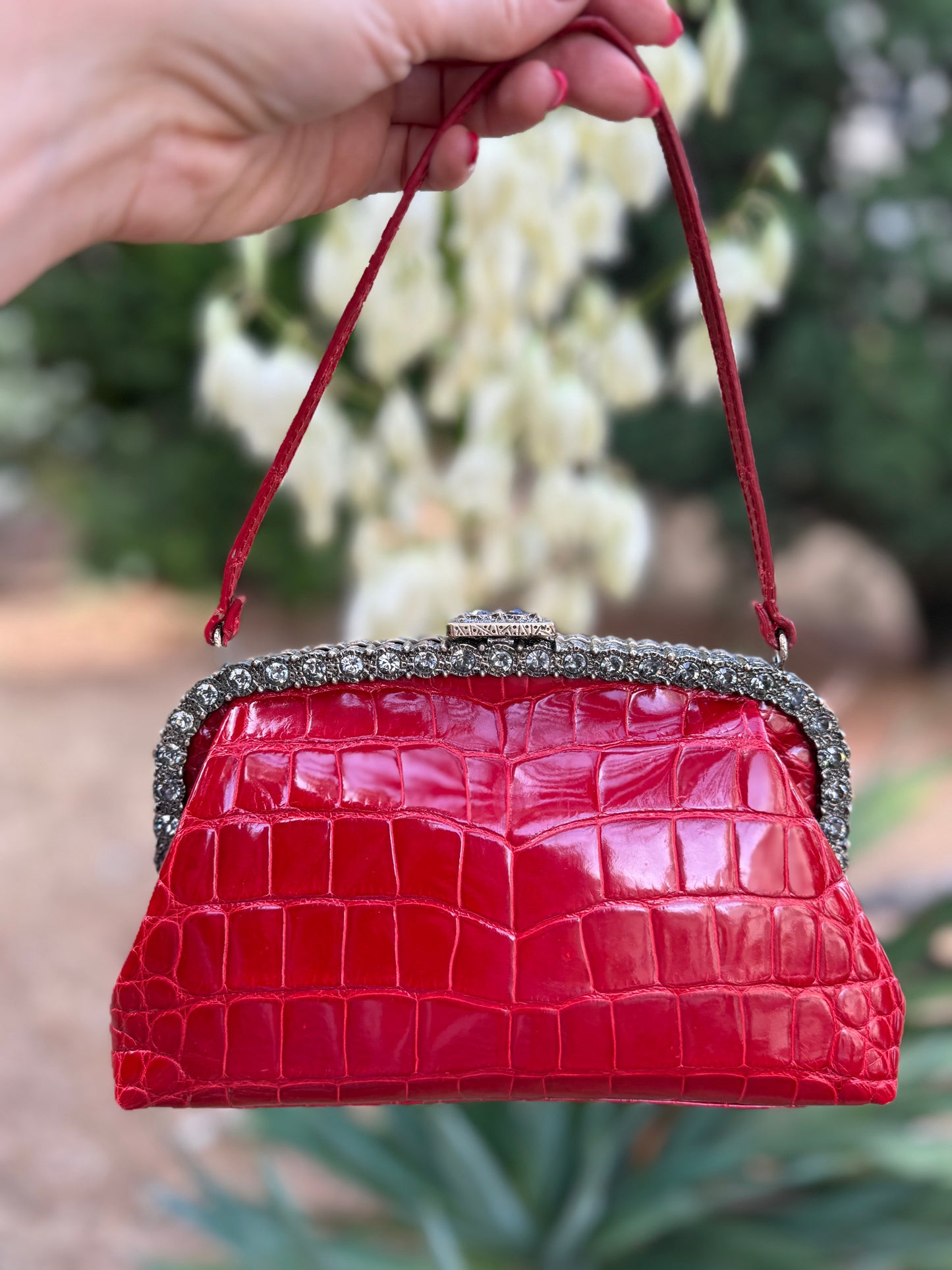 Rare Valentino F/W 2005 Runway crocodile skin clutch purse