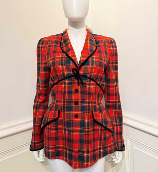 Tierry Mugler Vintage plaid wool jacket in couturier’s signature cut