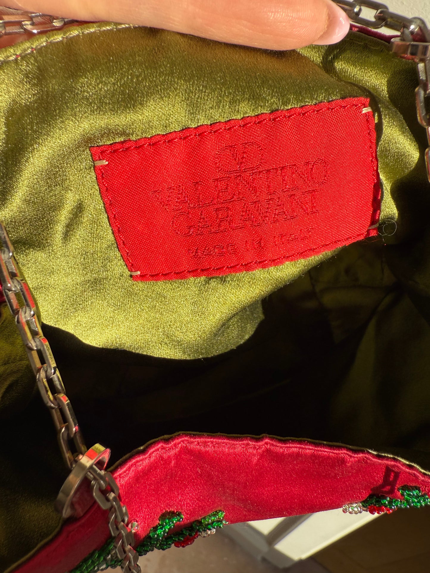 Vintage early 2000’s Valentino Garavani hand-beaded silk mini bag with chain-handle